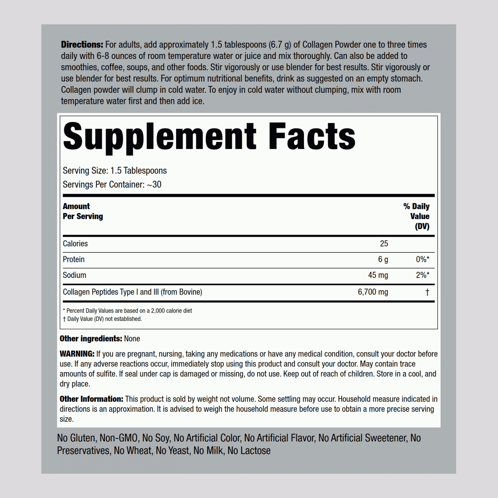 Ultra Collagen Powder Type I & III, 6700 mg (per serving), 7 oz (198 g) Bottle