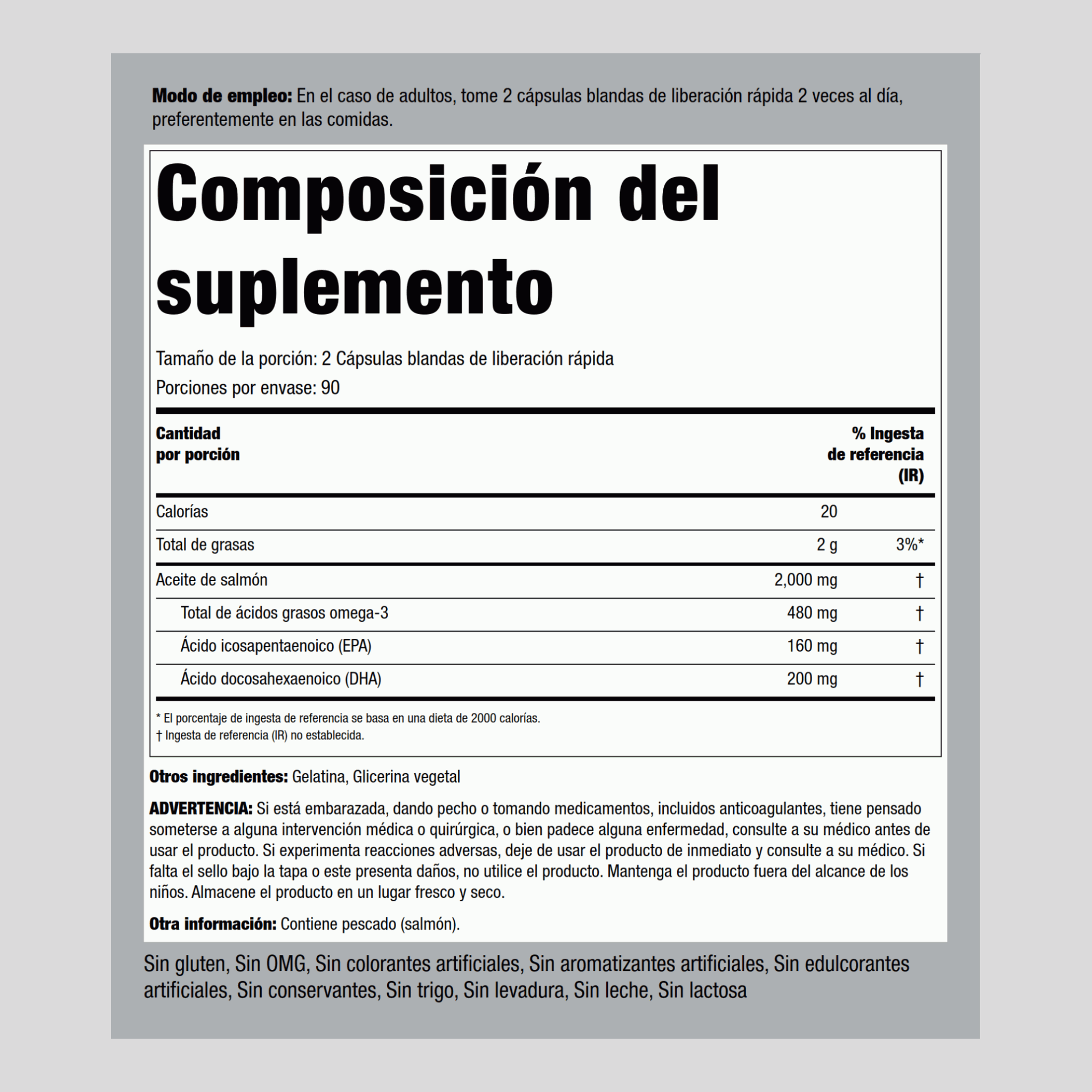 Aceite virgen de salmón de Alaska salvaje, 1000 mg - Gama completa 180 Cápsulas blandas de liberación rápida       