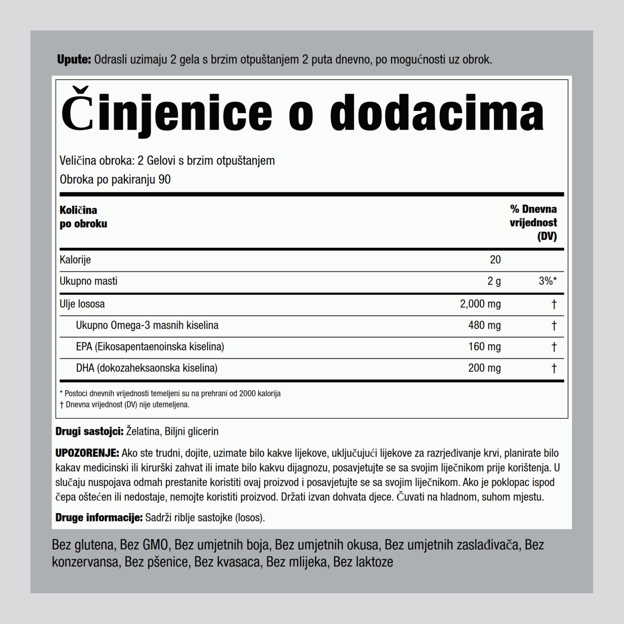 Ulje lososa 1000 mg djevičansko od divljeg aljaškog lososa puni asortiman 180 Gelovi s brzim otpuštanjem       