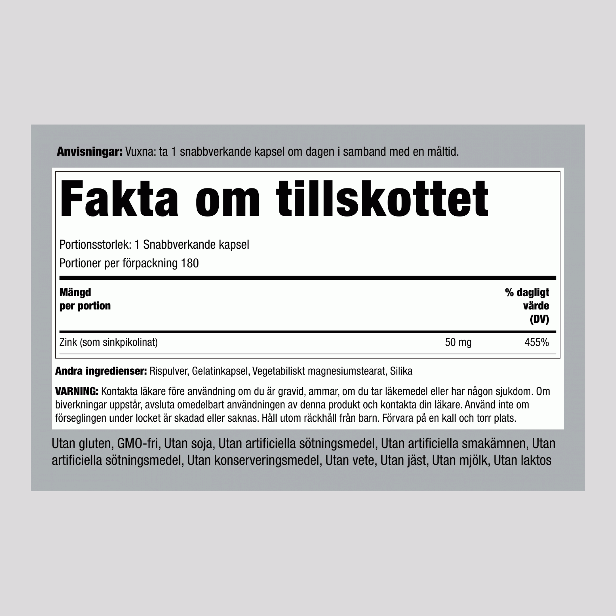 Cinkov pikolinat (visoko absorptivni cink) ,  50 mg 180 Kapsule s hitrim sproščanjem 2 Steklenice