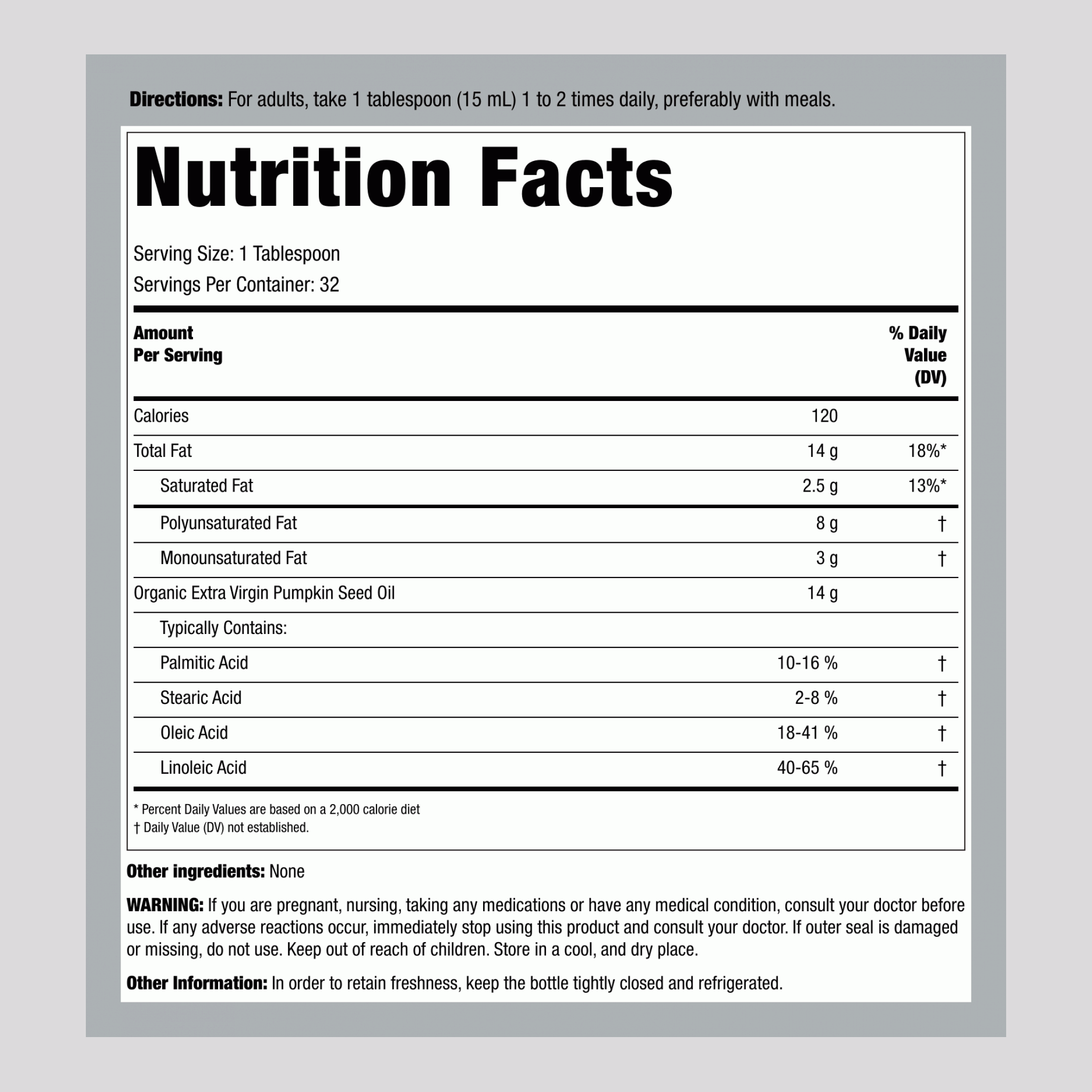 南瓜籽油冷壓縮 (有機),  16 fl oz 473 ml 酒瓶 3 瓶子