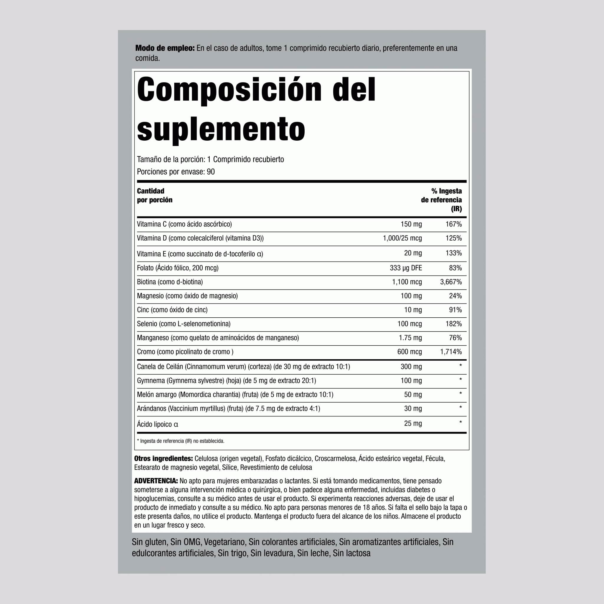 Fórmula para la diabetes 90 Comprimidos recubiertos       