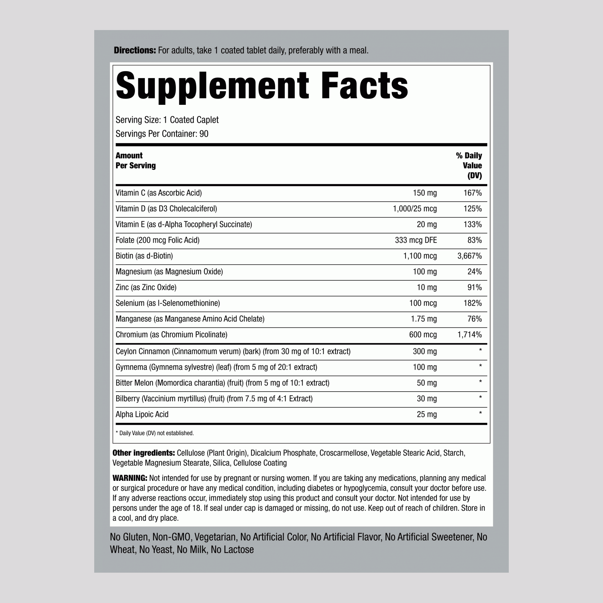 Diabetic Formula, 90 Coated Caplets, 2  Bottles