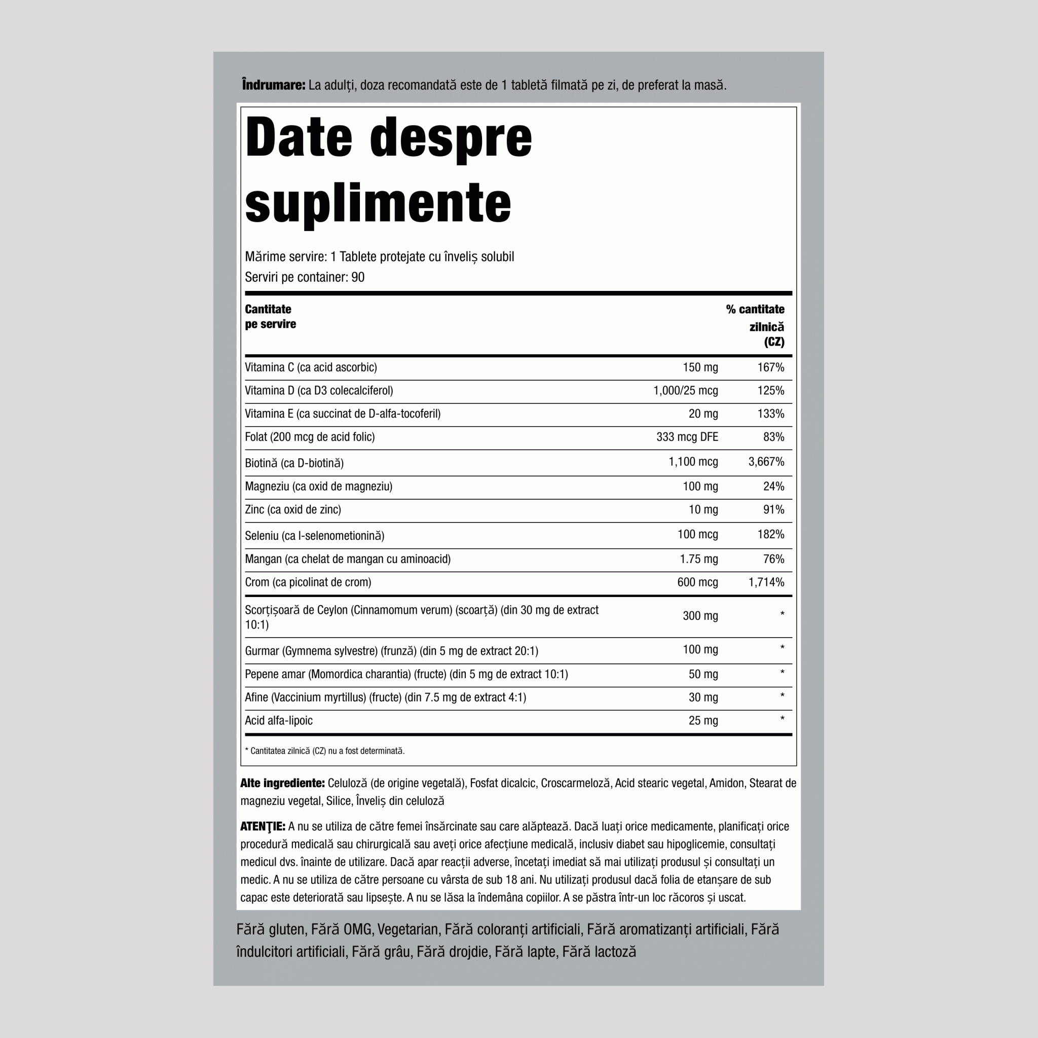Formulă antidiabet,  90 Tablete cu înveliş solubil protejate 2 Sticle