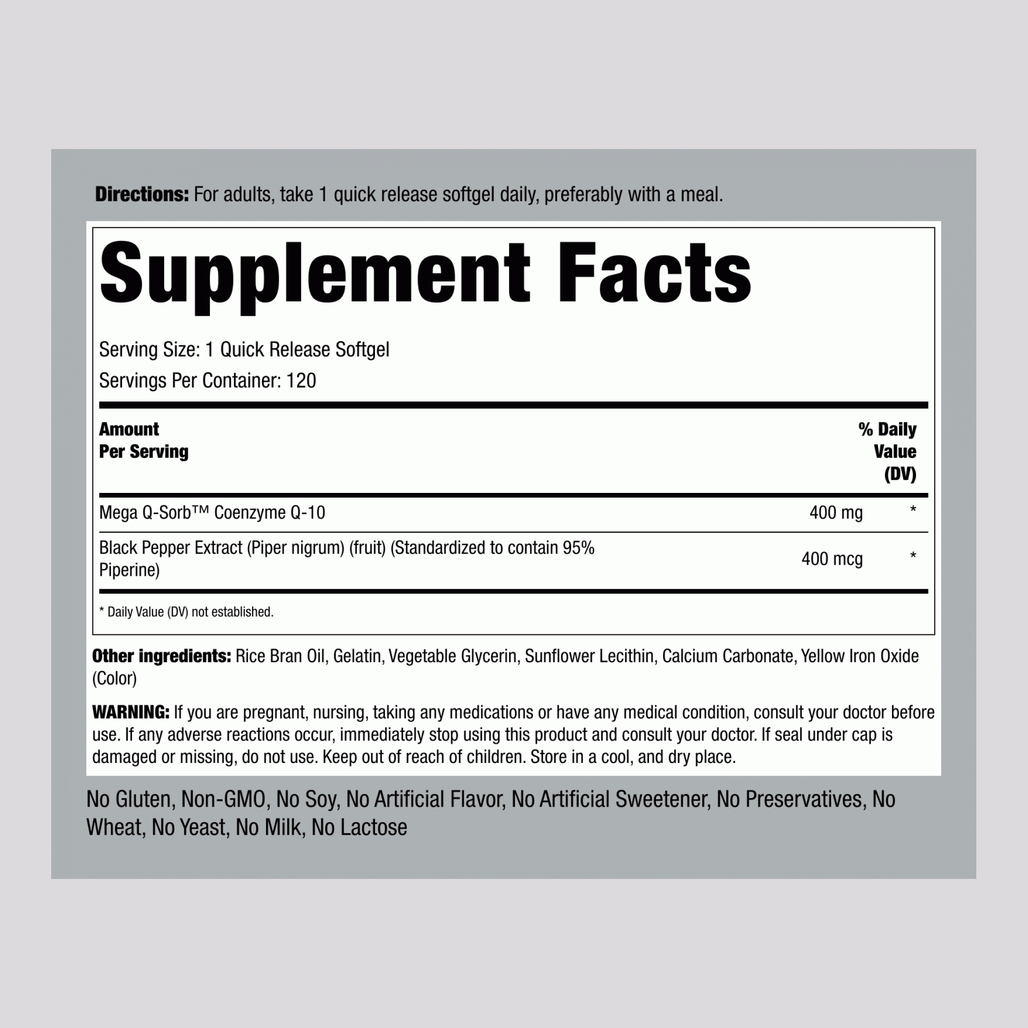 CoQ10, 400 mg, 120 Quick Release Softgels