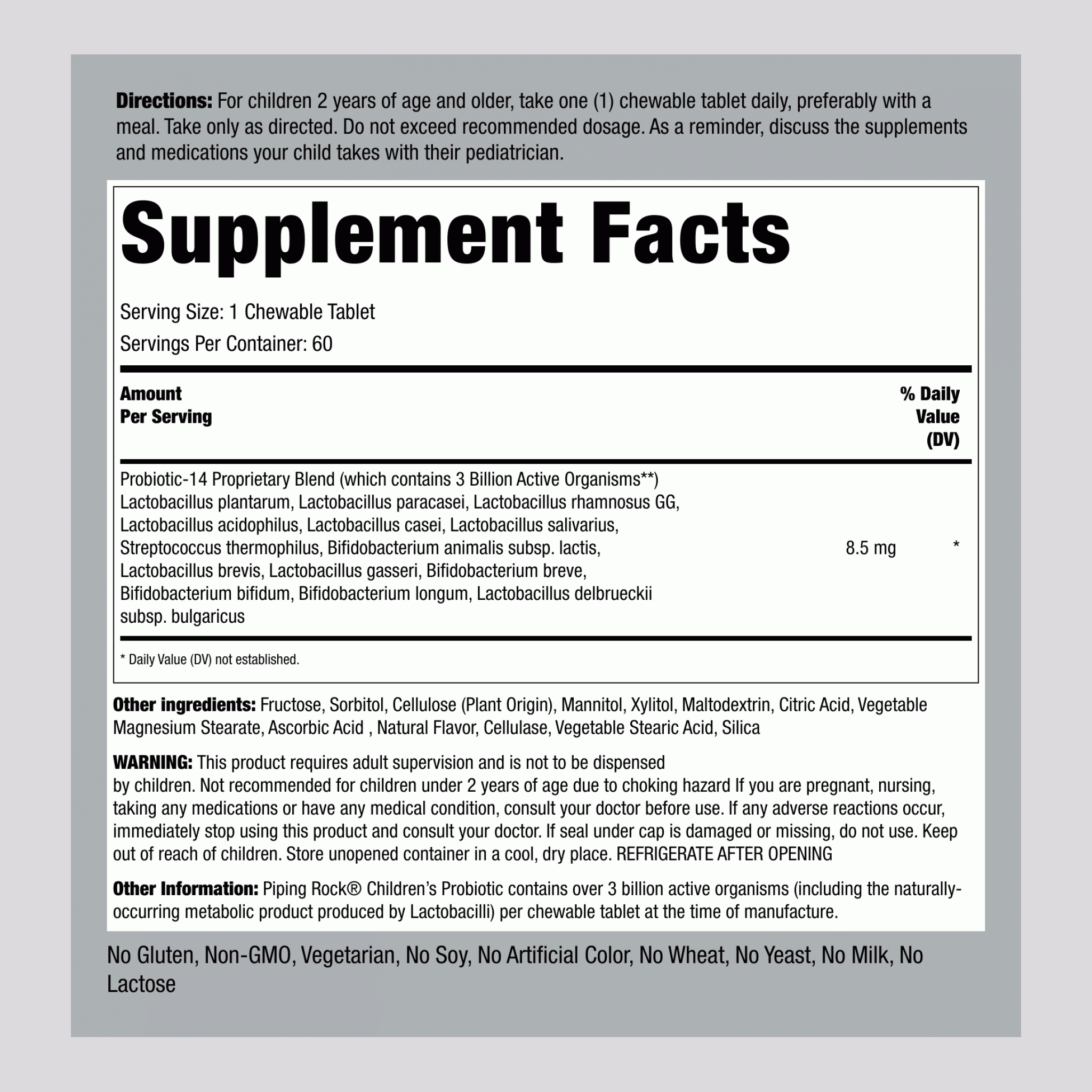 兒童益生菌 14 種菌株 30 億活菌，60 片口嚼錠