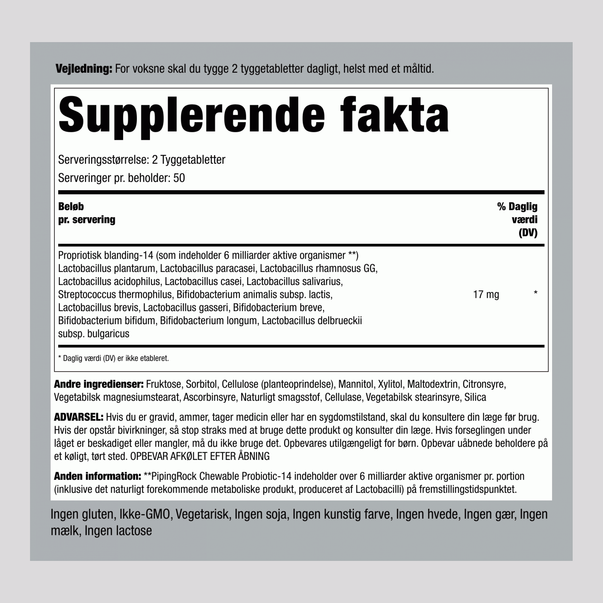 Tyggeprobiotika 14 stammer 6 milliarder organismer (bær) 100 Tyggetabletter      