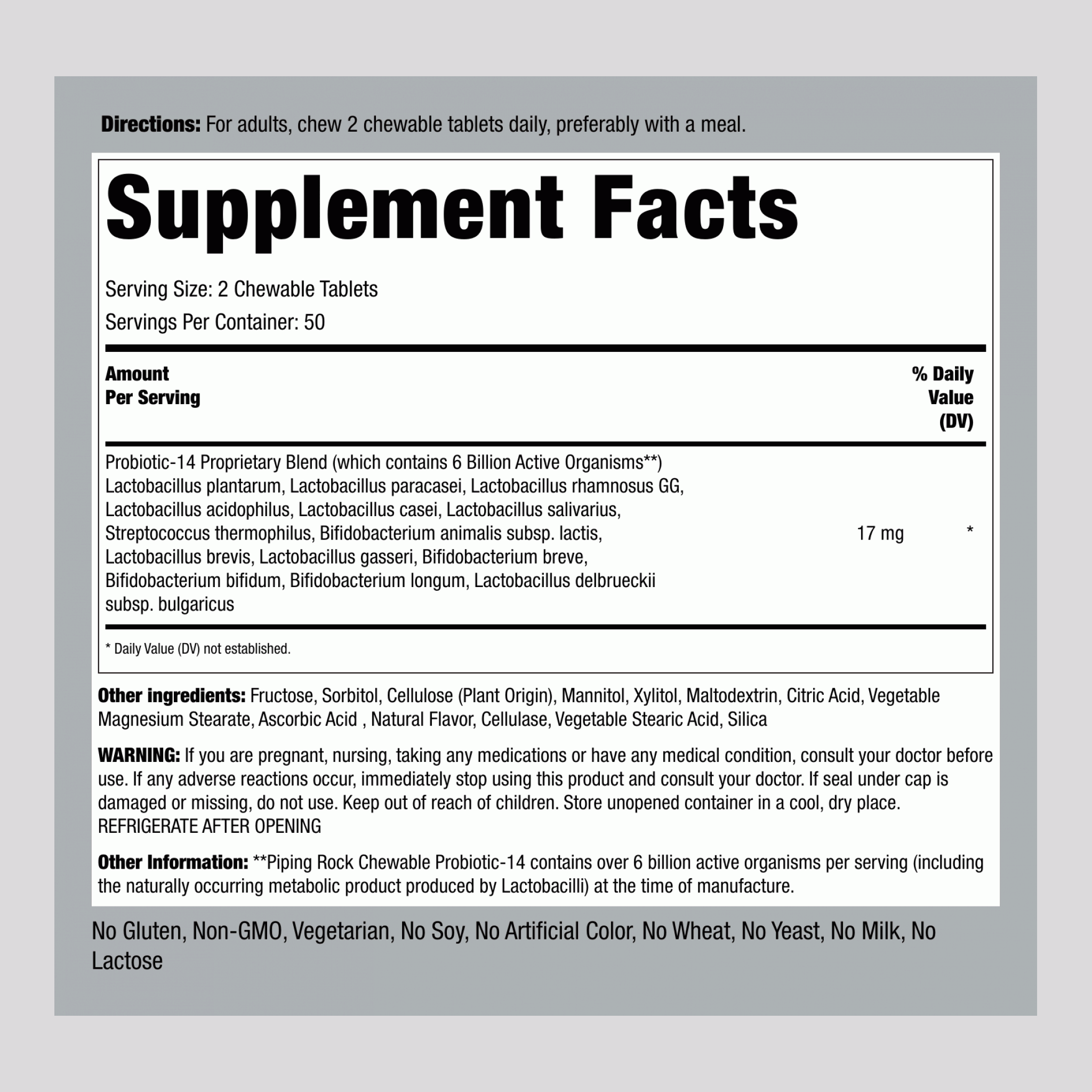 益生菌咀嚼片 14 種菌株，含 60 億個生物体（莓果味） 100 咀嚼錠劑      