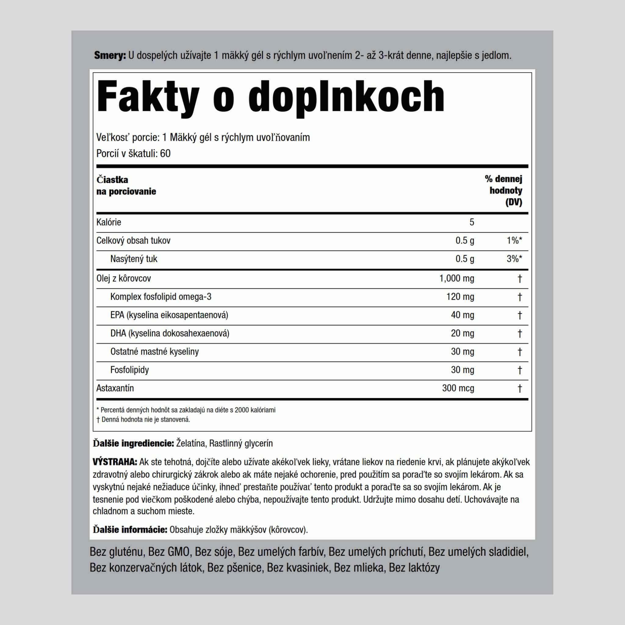 Olej Krill  1000 mg 60 Mäkké gély s rýchlym uvoľňovaním     