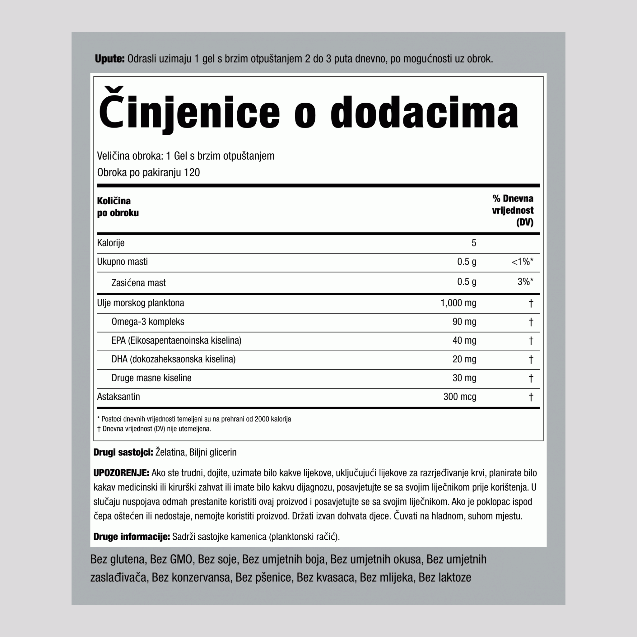 Ulje od raka krila  1000 mg 120 Gelovi s brzim otpuštanjem     