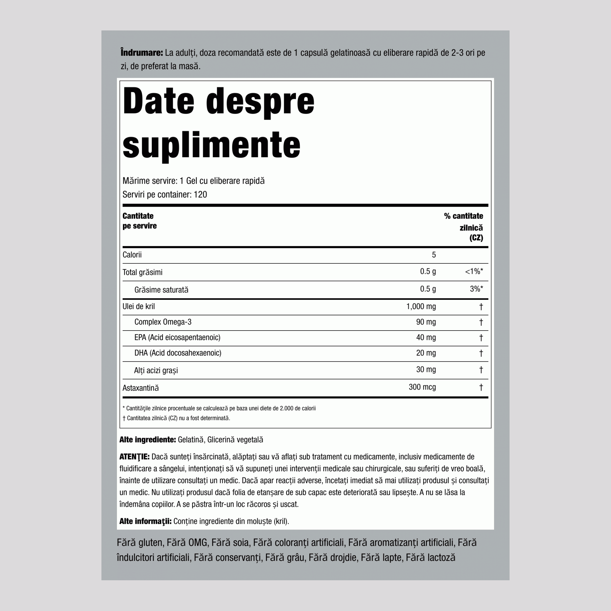 Ulei din puiet de peşte  1000 mg 120 Geluri cu eliberare rapidă     