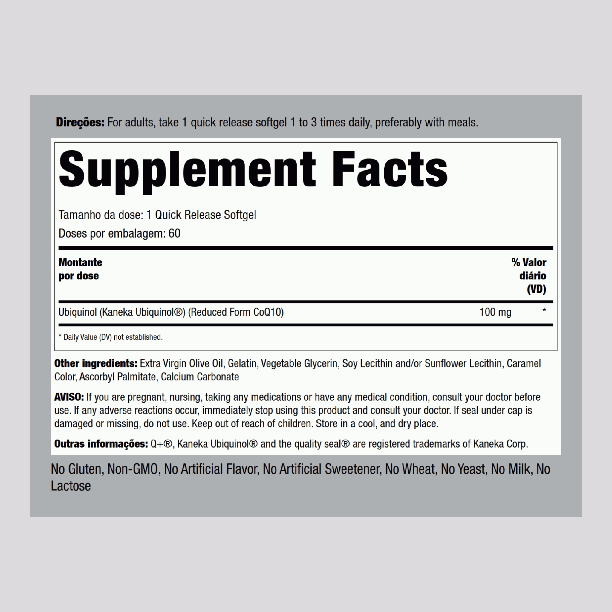 Ubiquinol 100 mg 60 Gels de Rápida Absorção     