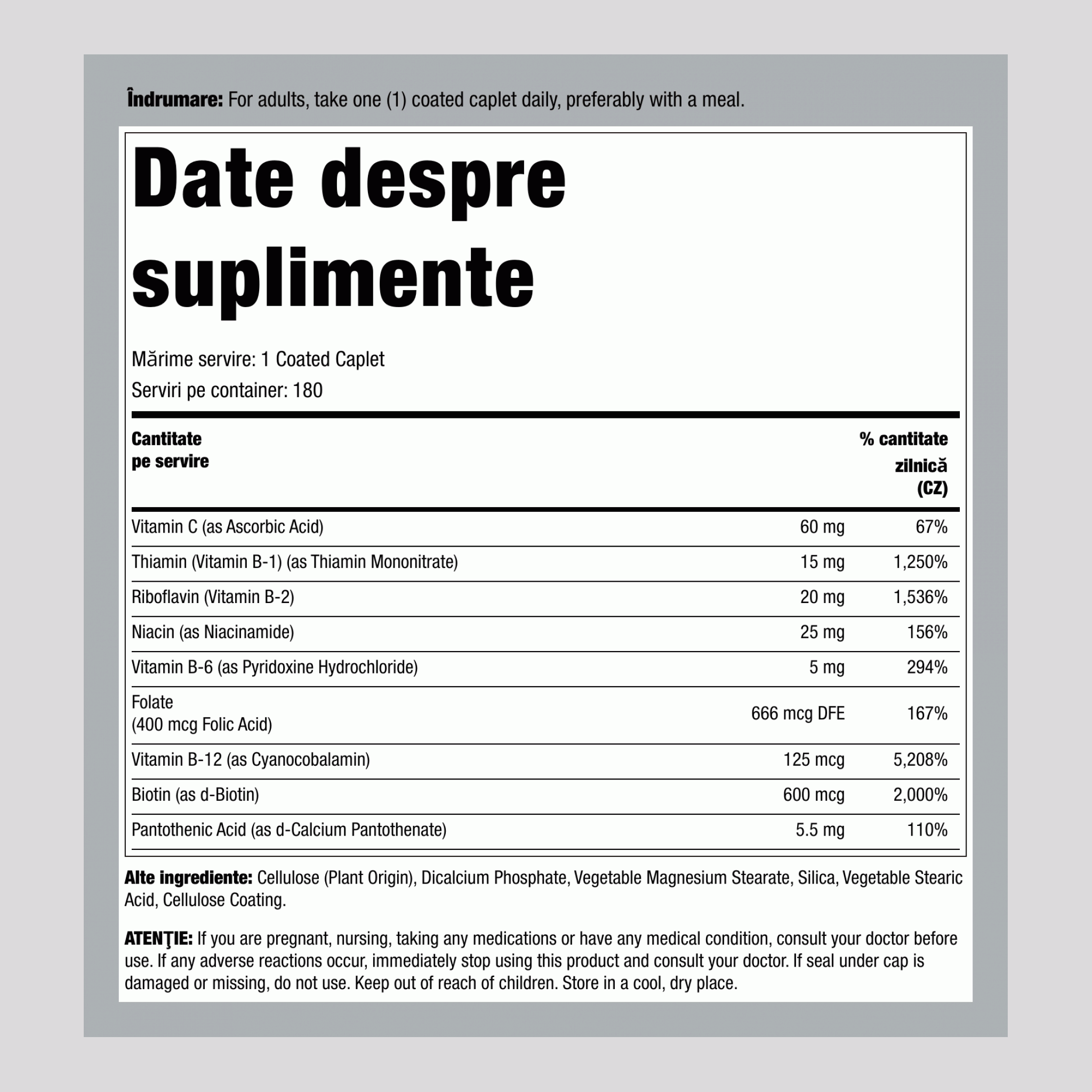 Formula anti-stres cu B-complex și Vitamina C eliberare prelungită, 180 de tablete filmate