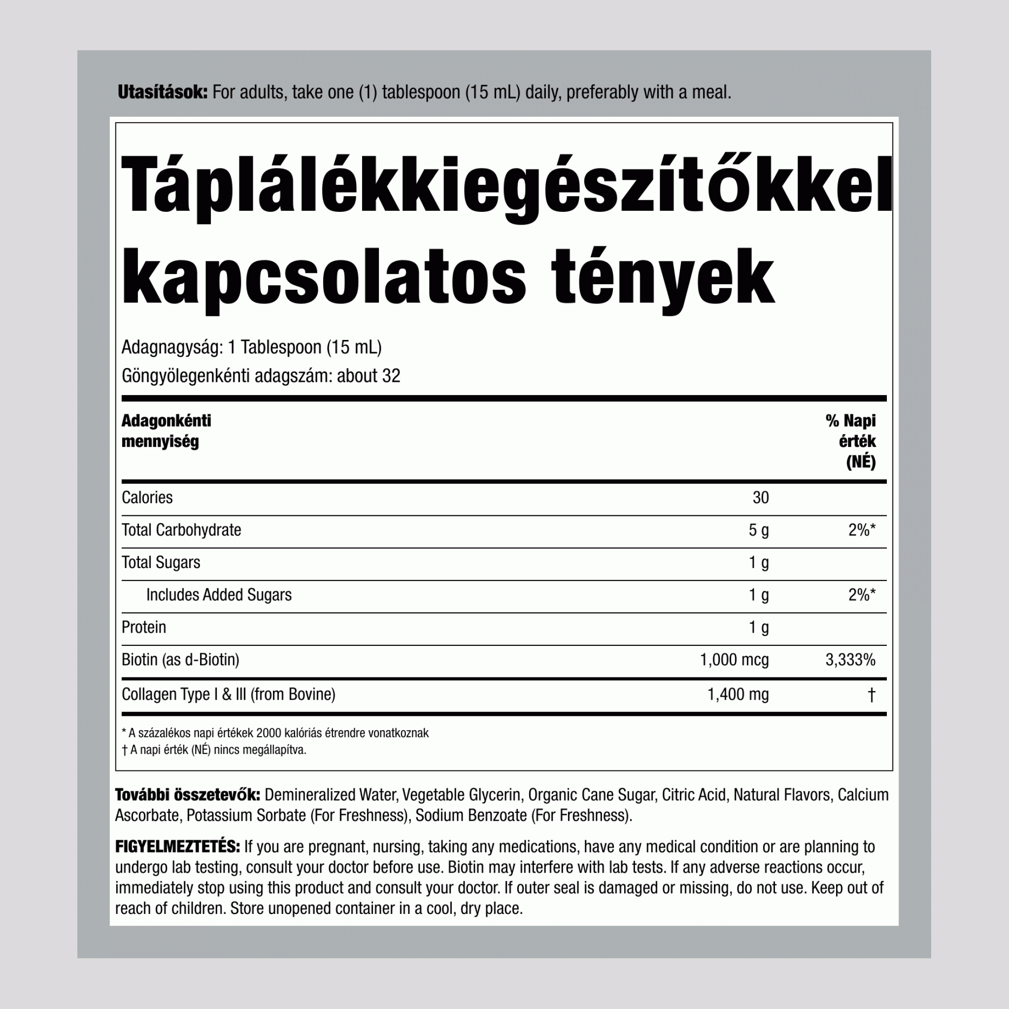 Folyékony Kollagén, 473 ml (16 fl oz) Üveg