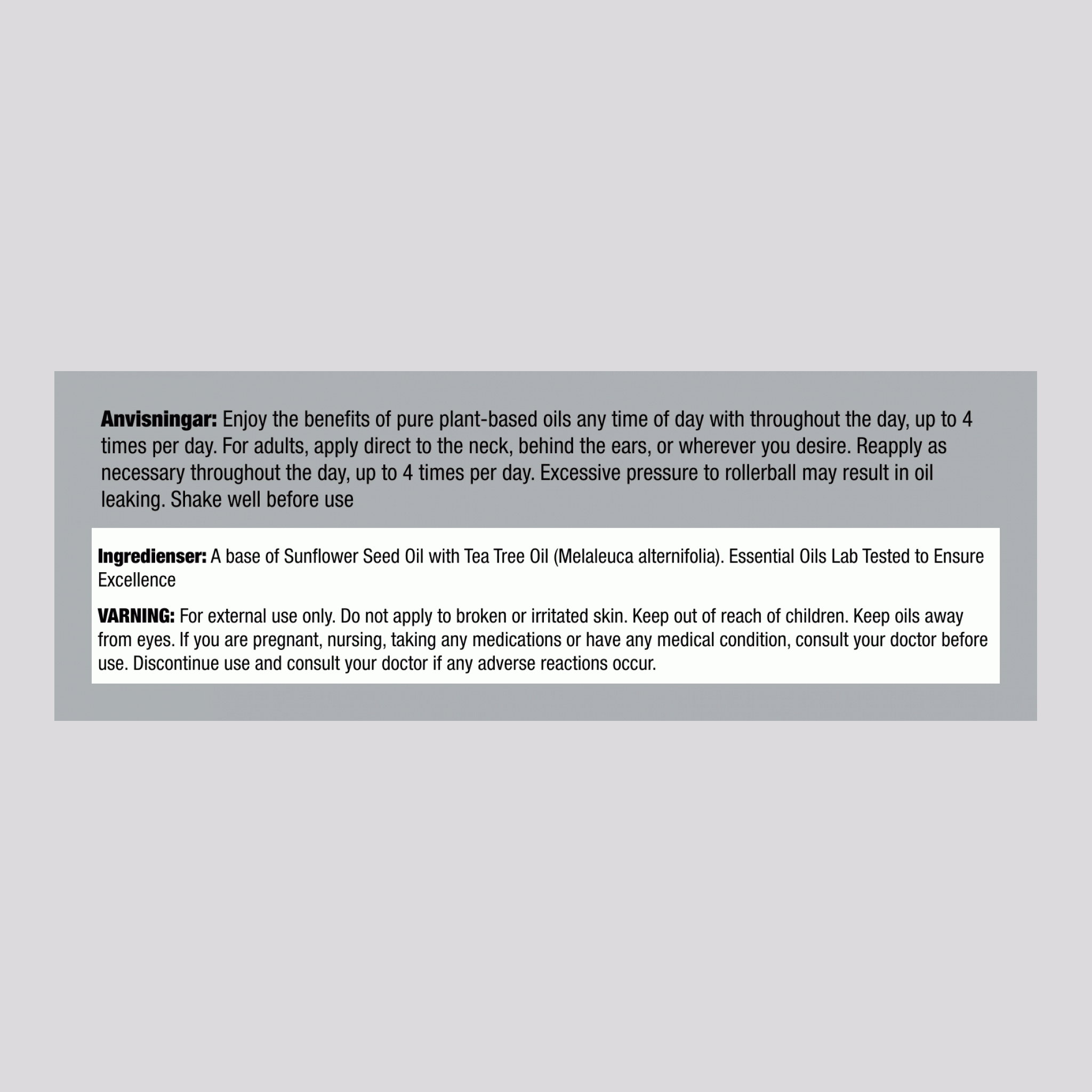 Tea Tree Eterisk Olja Roll-On Blandning (2-pack), 10 ml / 0,33 fl.oz Roll-On