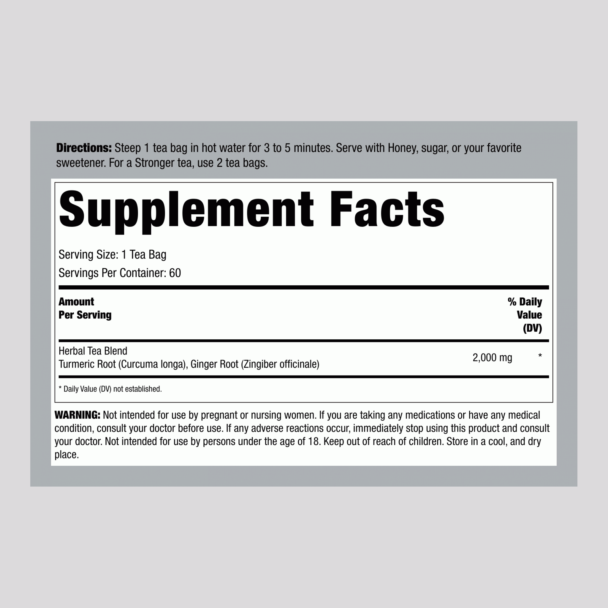 Turmeric Tea, 2000 mg, 60 Tea Bags