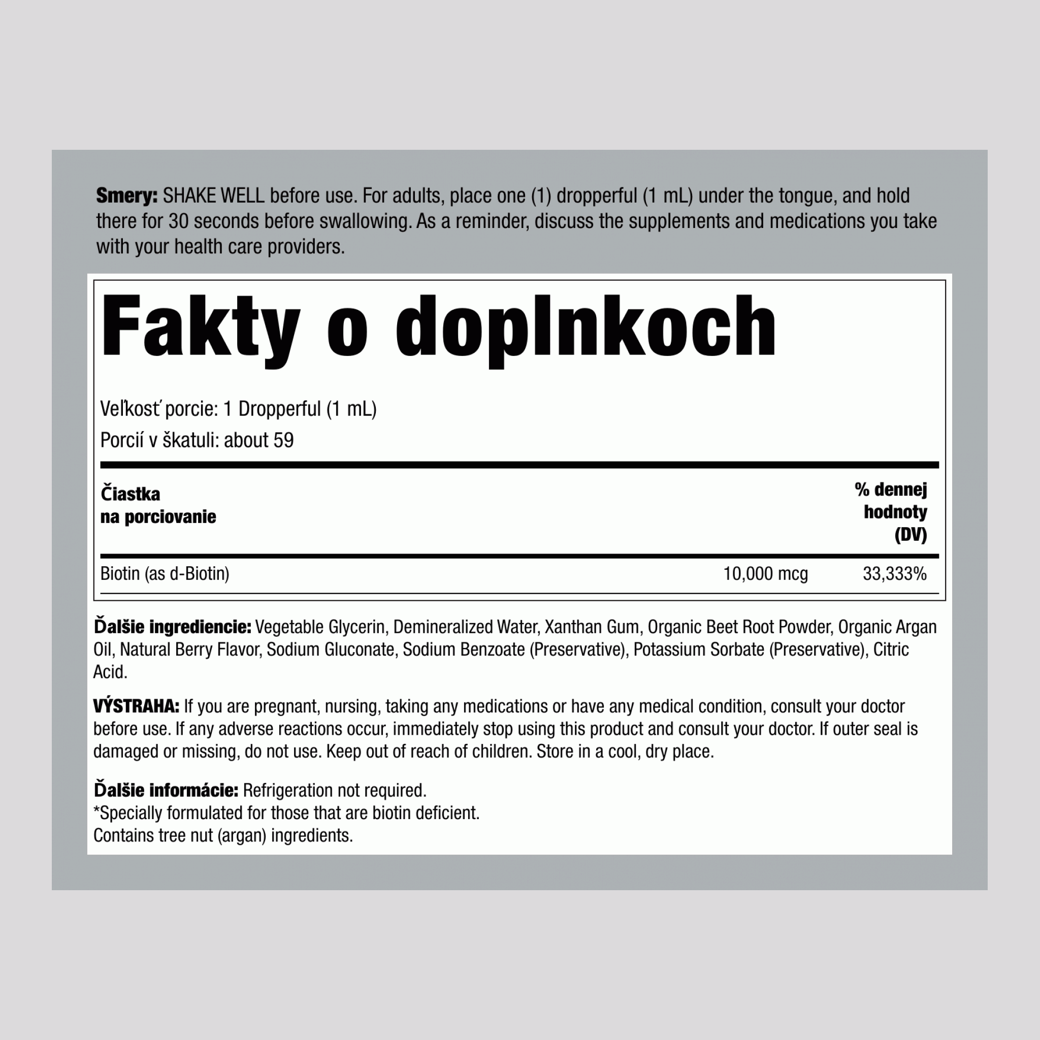 Tekutý biotín (čučoriedka), 10 000 mcg (na porciu), kvapkadlová fľaša 2 fl oz (59 ml)