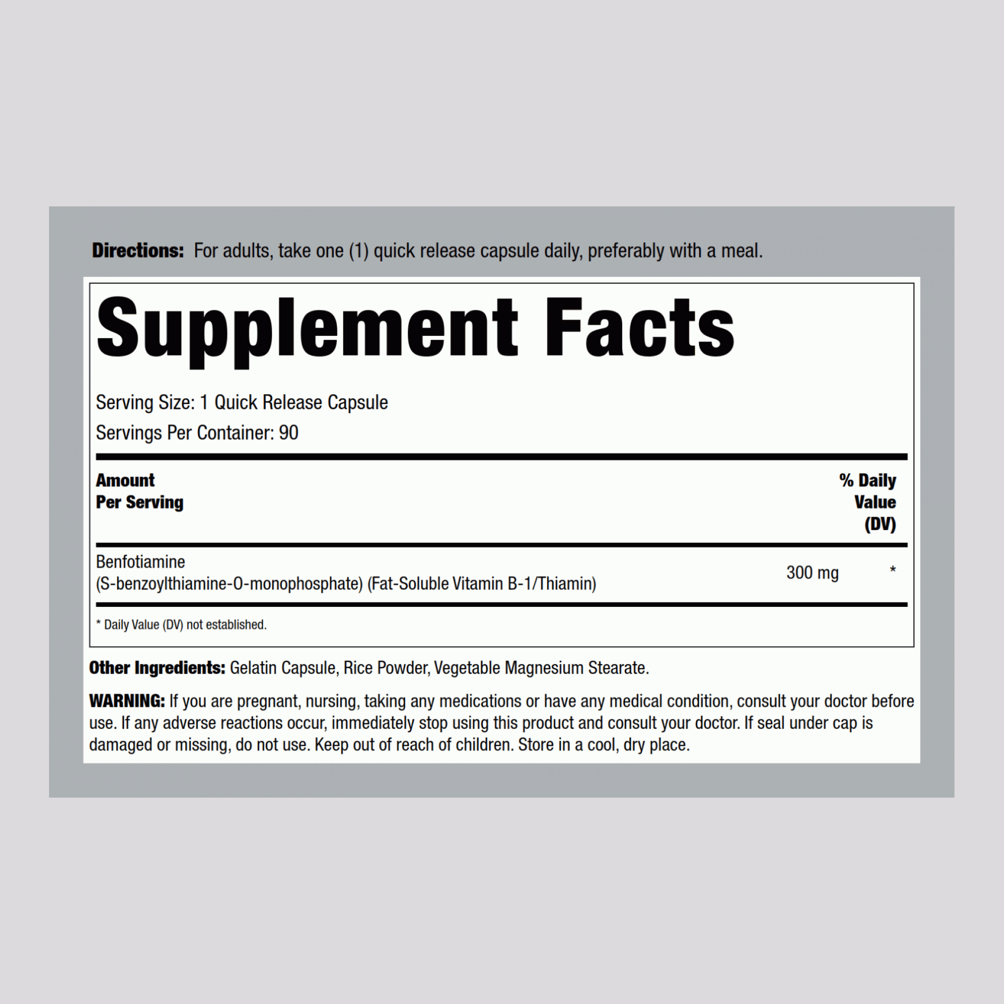 Benfotiamine, 300 mg, 90 Capsules