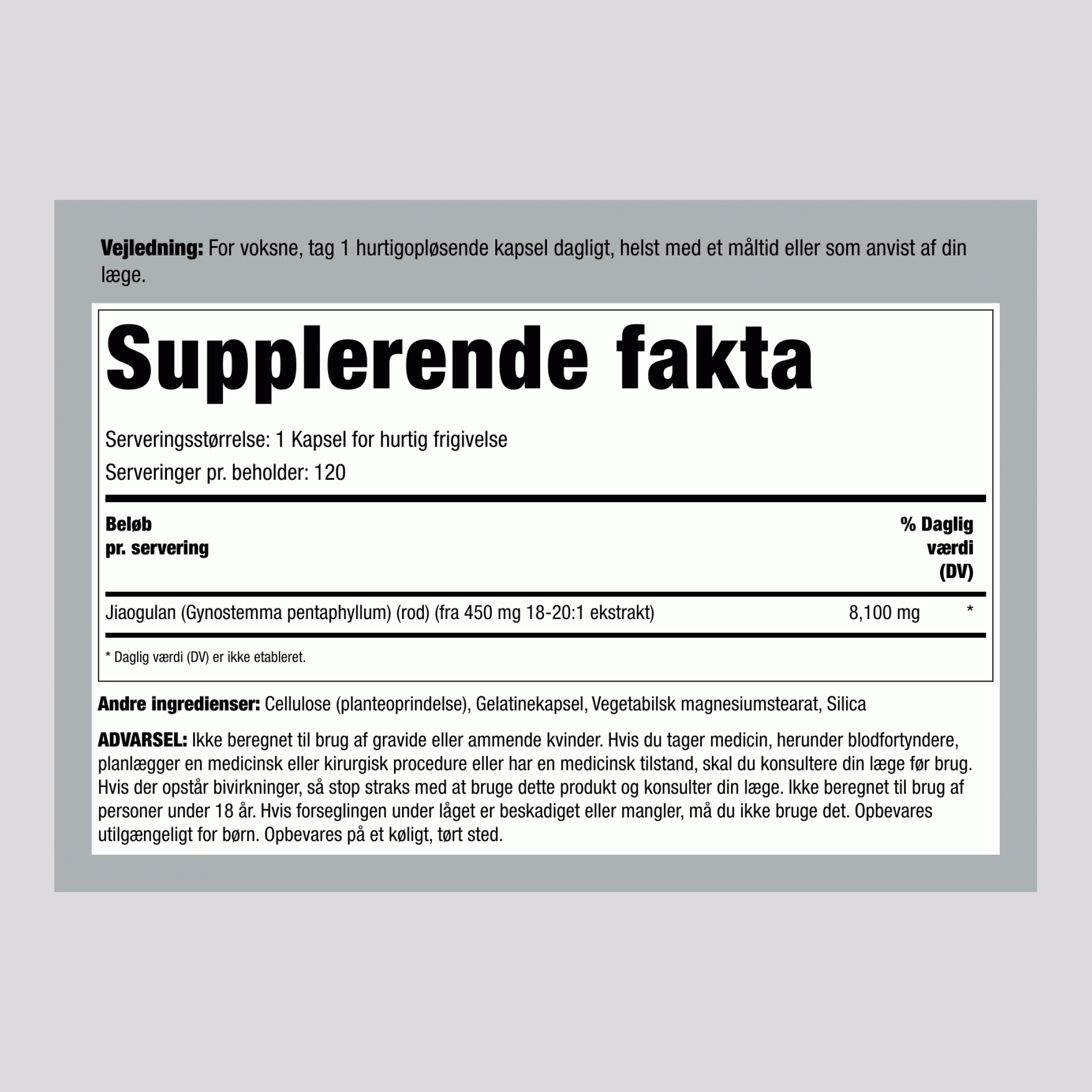 Jiaogulan, 8100 mg, 120 hurtigfrigivende kapsler