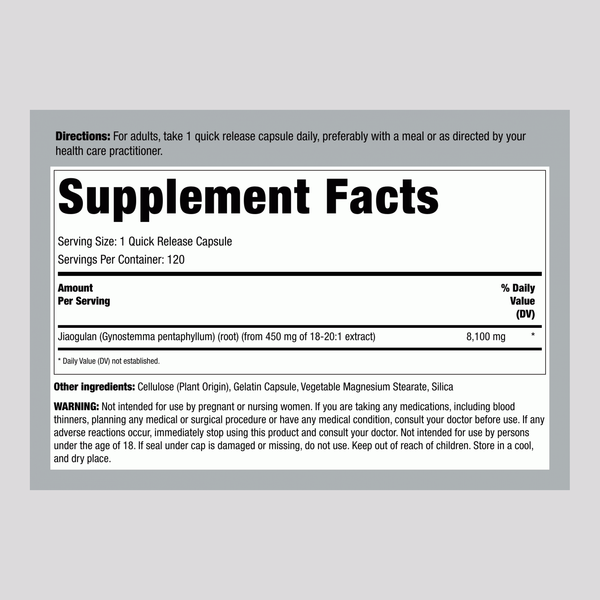絞股藍，8100 毫克，120 快速釋放膠囊
