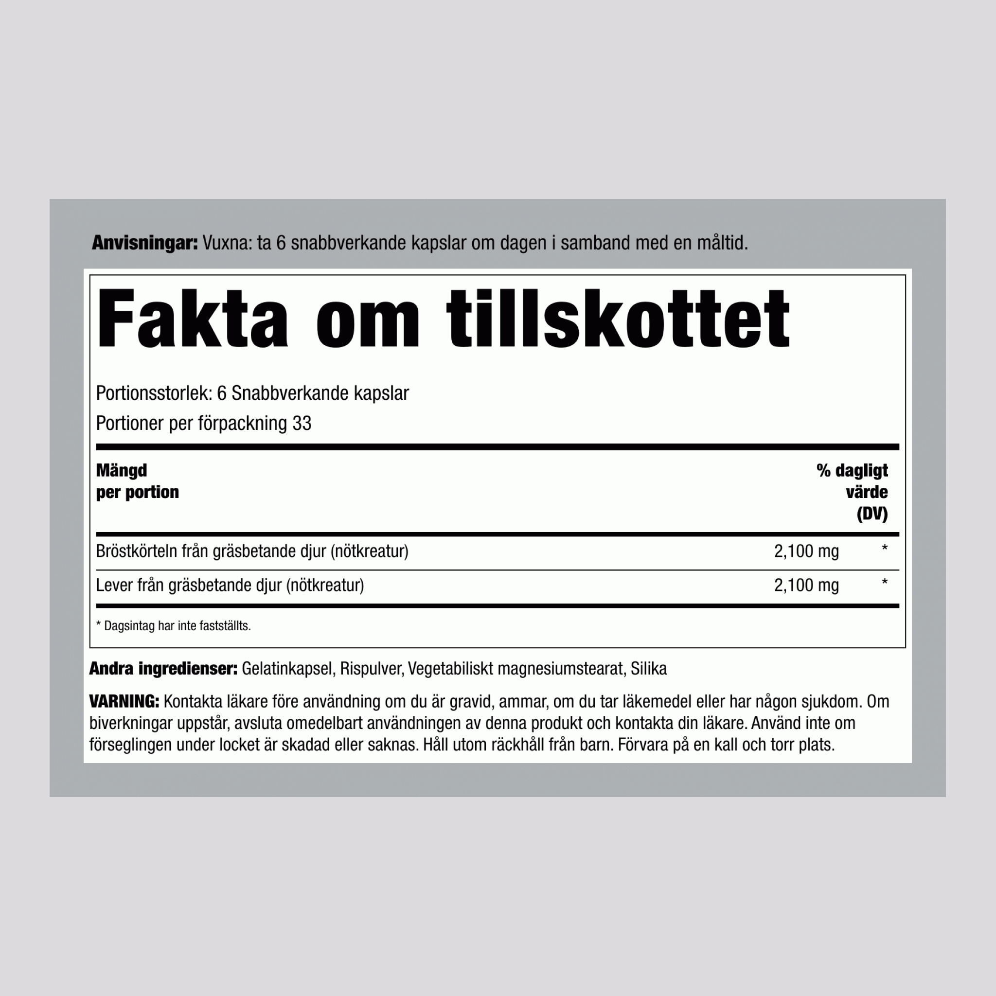 Gräsbetat Nötkreaturstymus, 2100 mg, 200 Kapslar