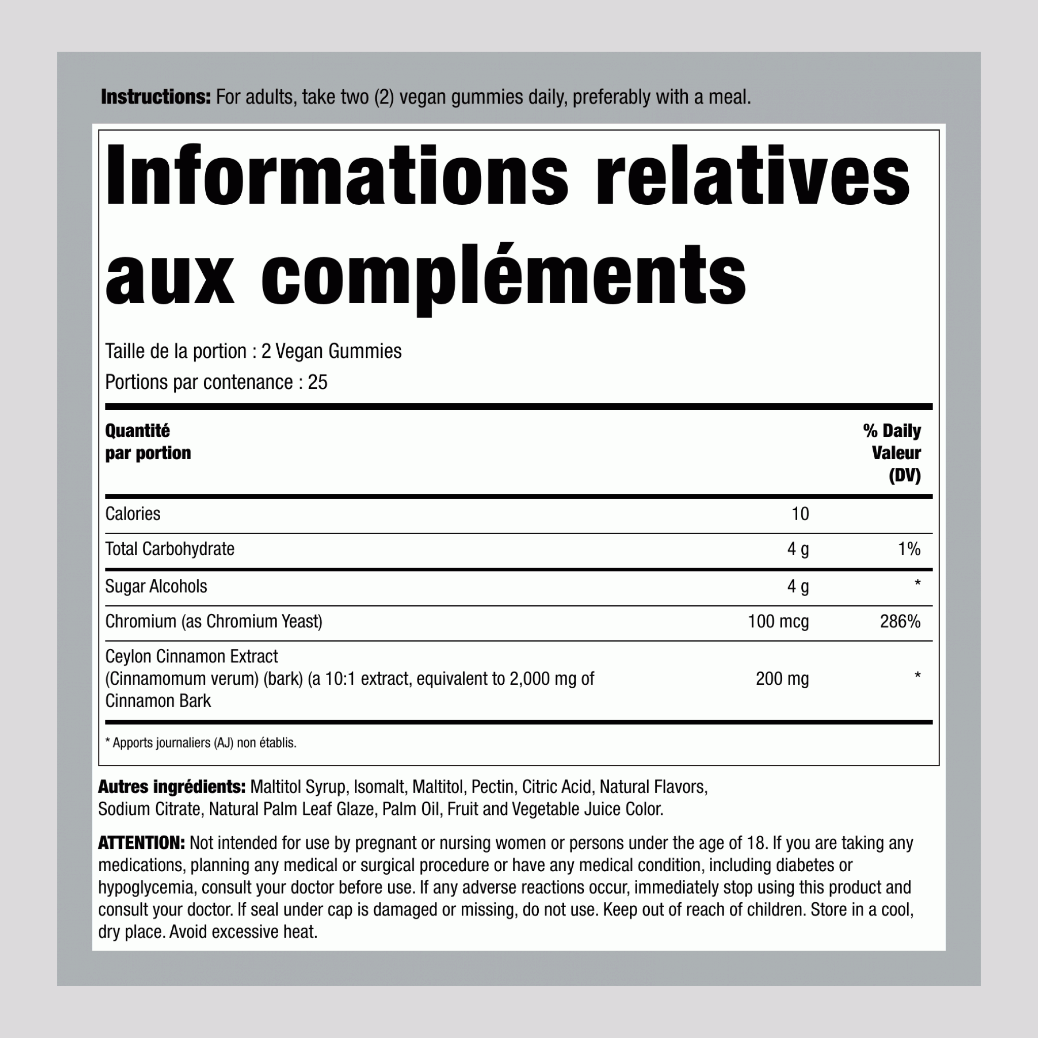 Cannelle de Ceylan, 50 gommes véganes