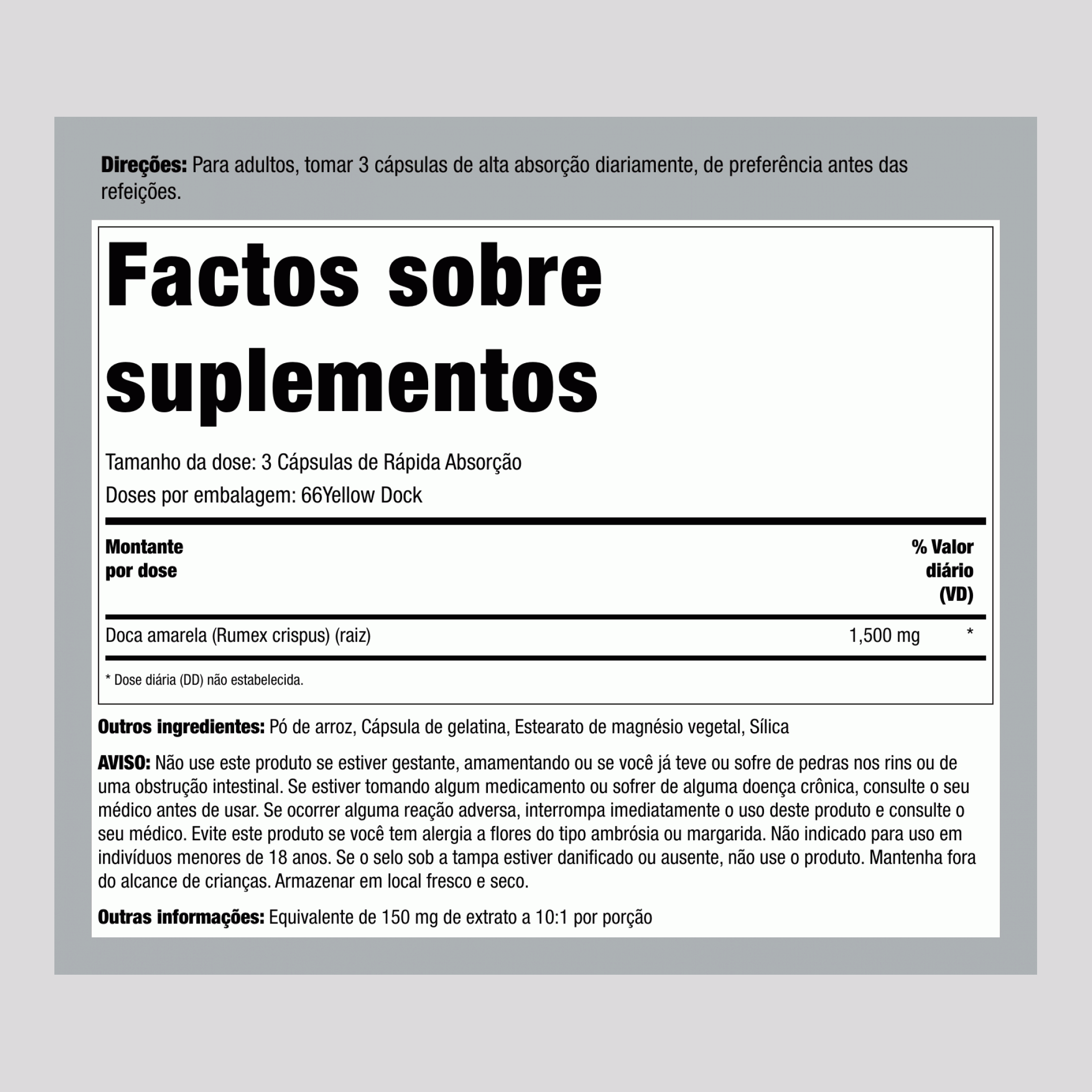 Yellow Dock Root, 1500 mg (per serving), 200 Quick Release Capsules