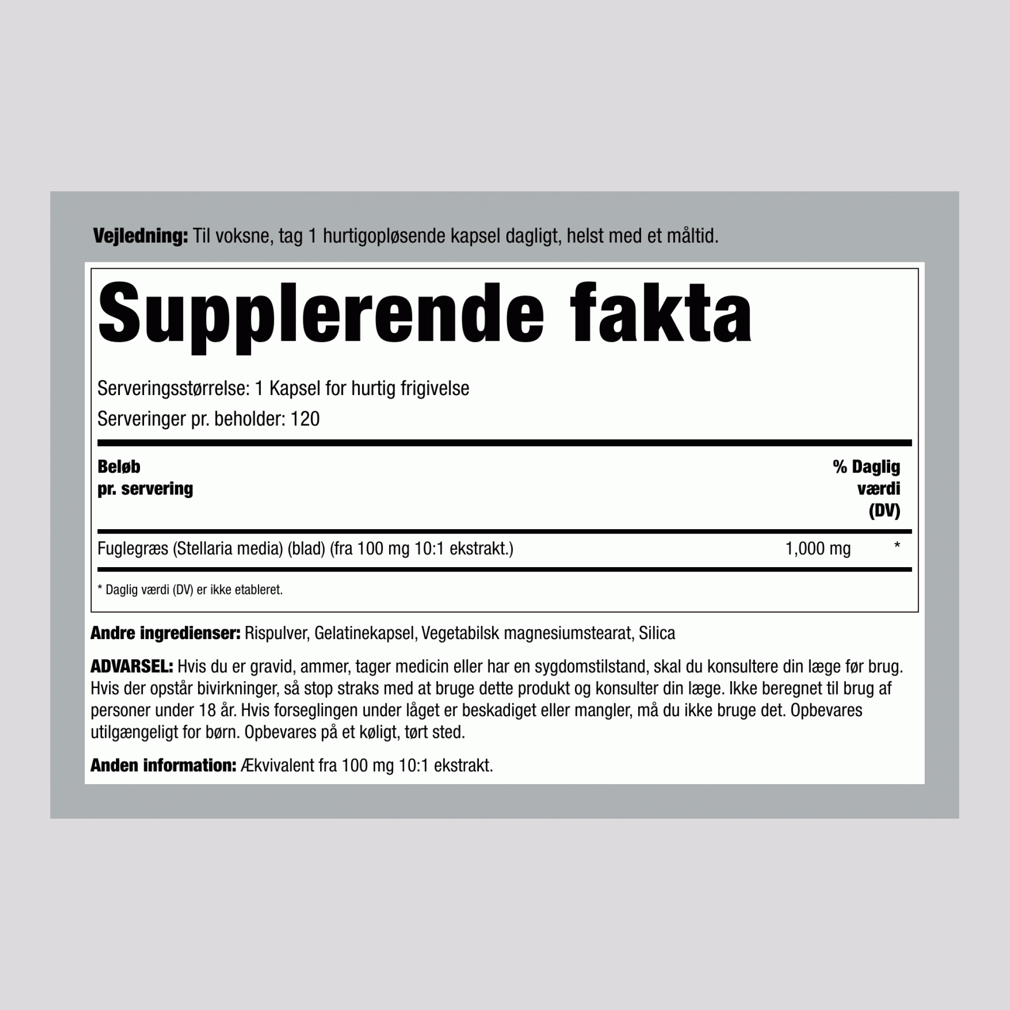 Vassarve, 1000 mg, 120 Hurtigfrigivende Kapsler