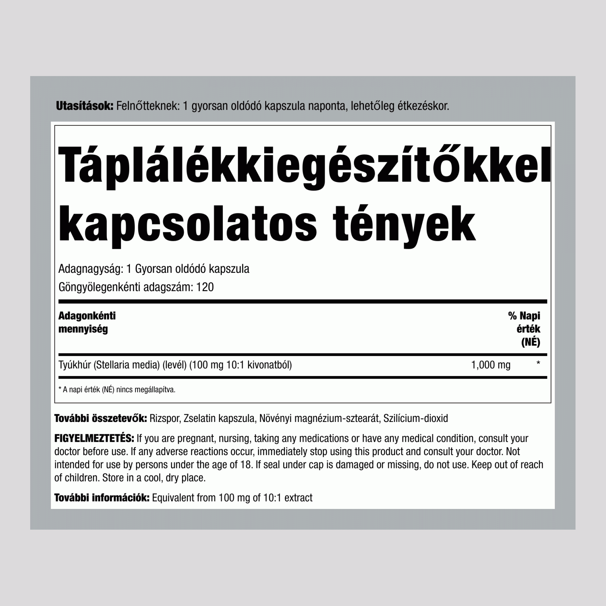 Tyúkhúr, 1000 mg, 120 gyorsan felszabaduló kapszula