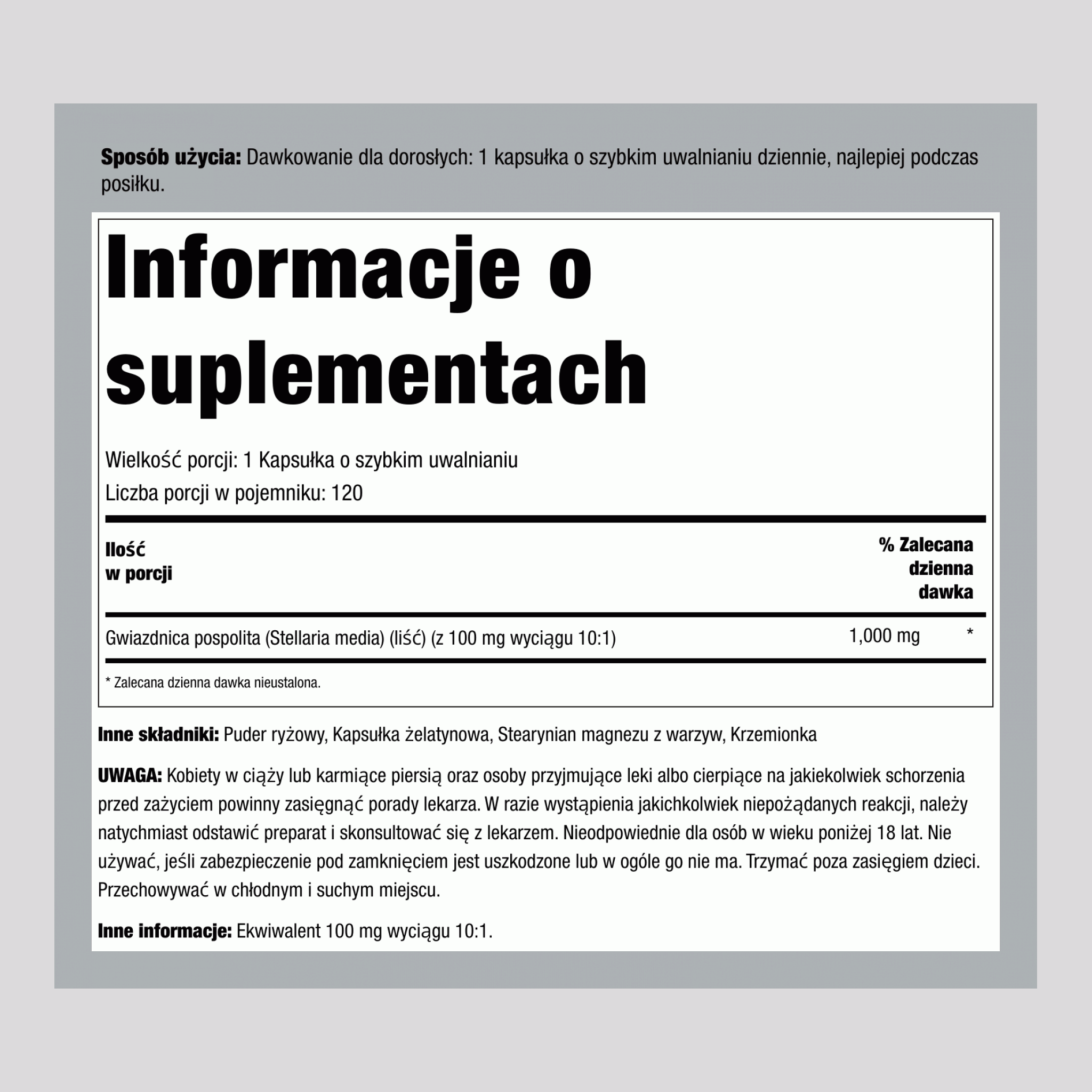 Gwiazdnica, 1000 mg, 120 kapsułek szybkiego uwalniania