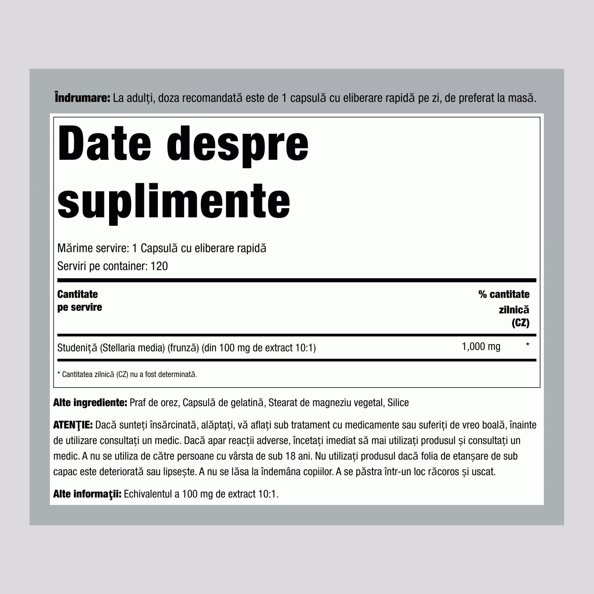 Steluță-de-mare, 1000 mg, 120 Capsule cu Eliberare Rapidă