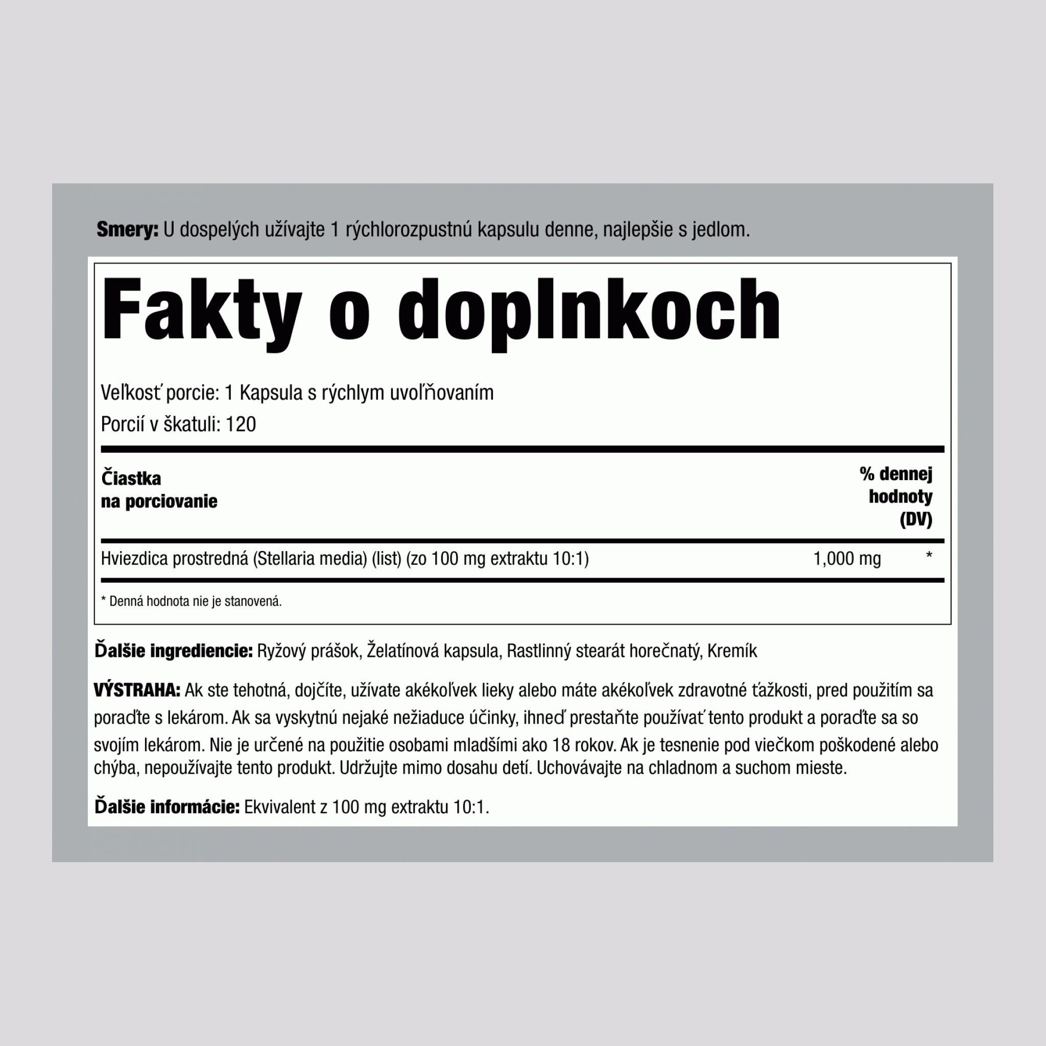 Chickweed, 1000 mg, 120 kapsúl s rýchlym uvoľňovaním