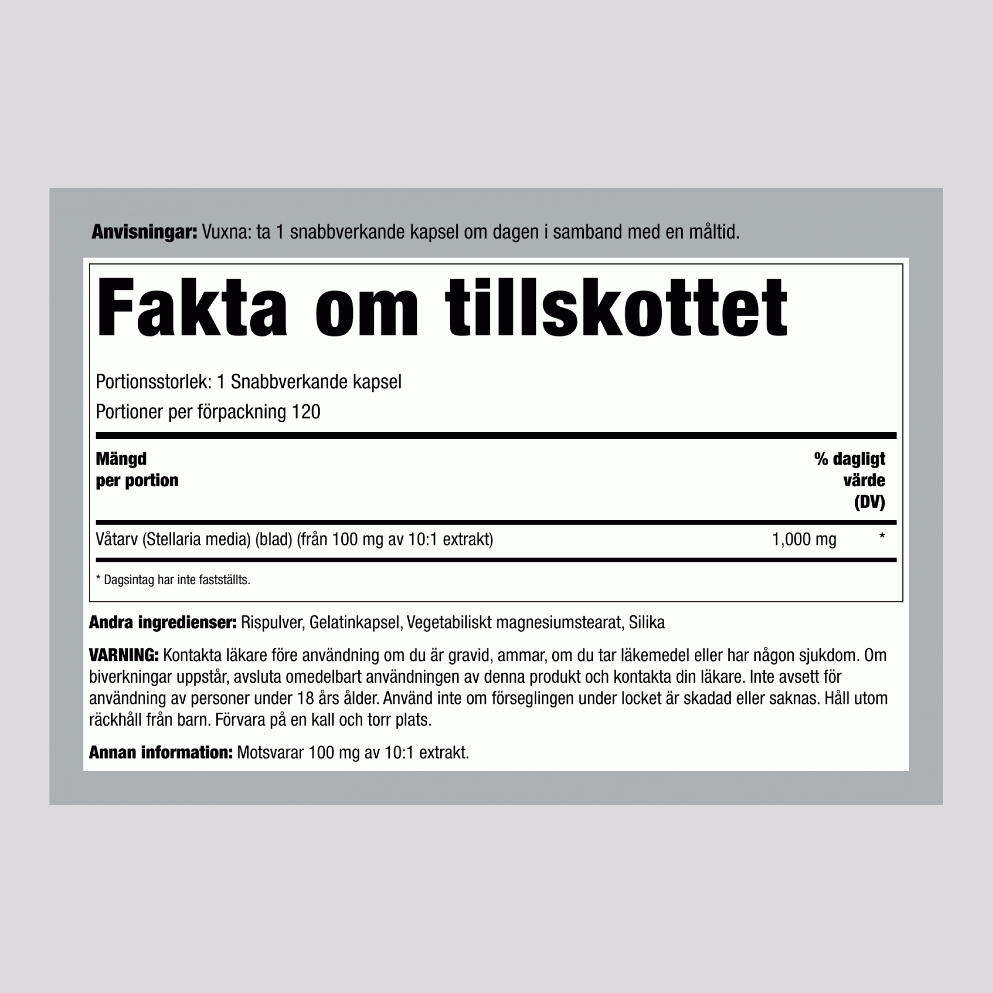 Gökärt, 1000 mg, 120 Snabbfrisläppande Kapslar