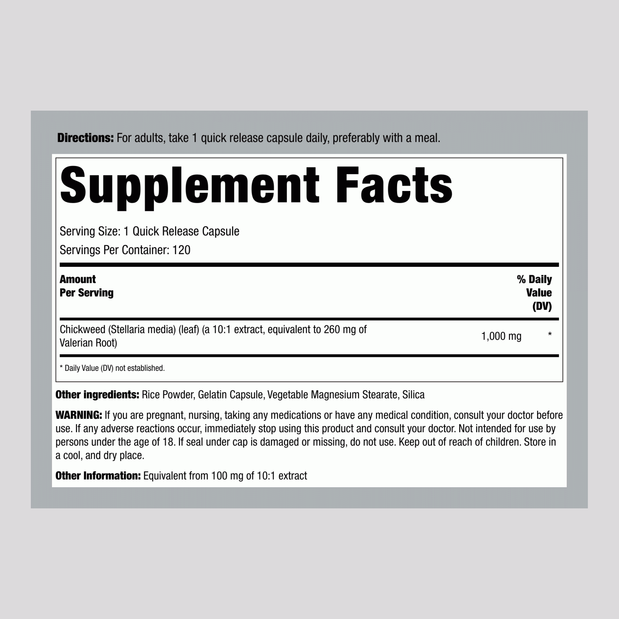 鷹嘴豆草，1000 毫克，120 粒快速釋放膠囊