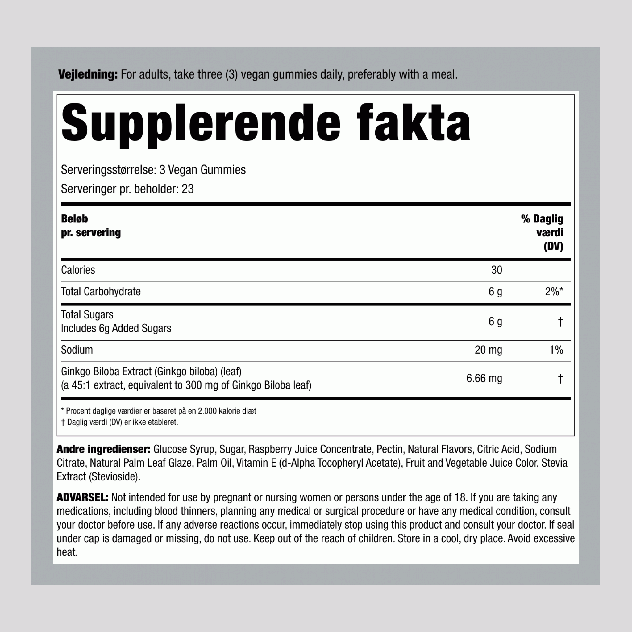 Ginkgo Biloba (Fersken Hindbær)