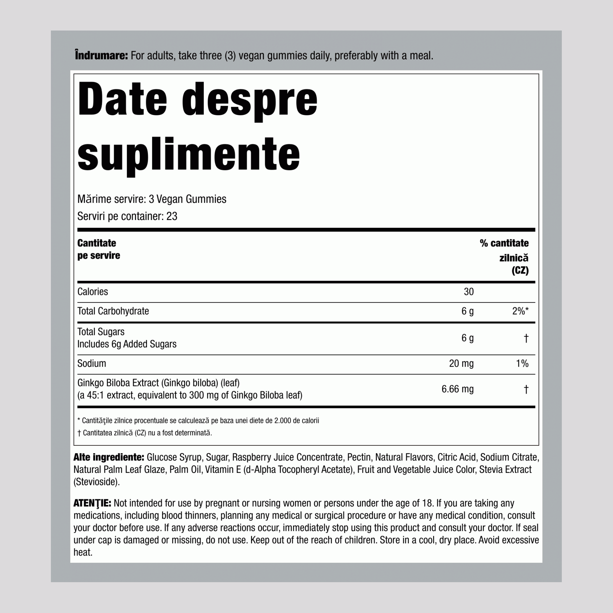 Ginkgo Biloba (Piersică Zmeură)