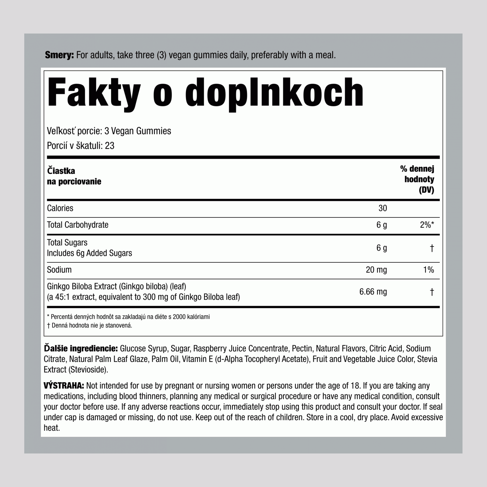 Ginkgo Biloba (broskyňa, malina)