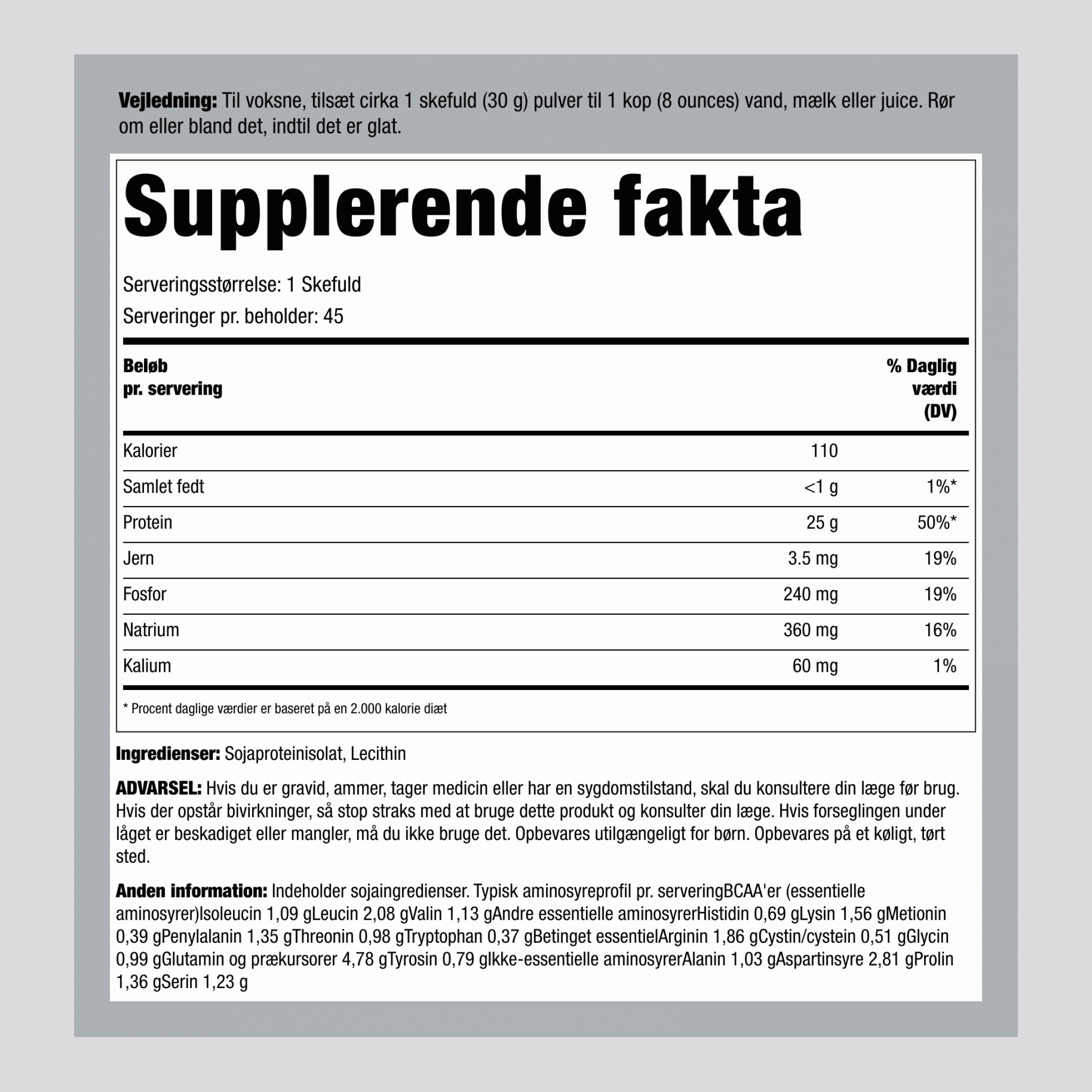 Sojaproteinisolatpulver, Uden Smag, 3 lb (1.362 kg) Flaske