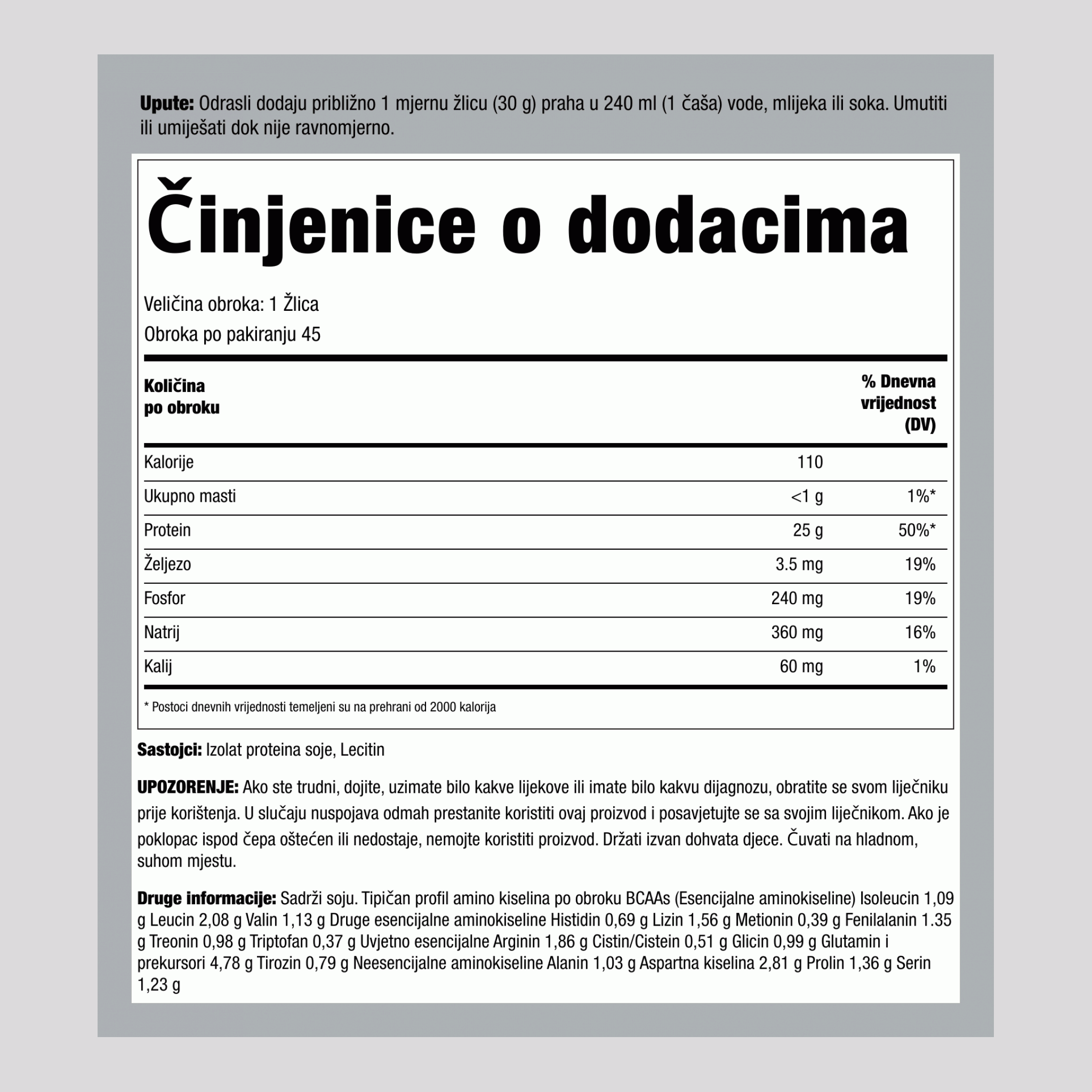 Izolat proteina soje u prahu, bez okusa, 3 lb (1.362 kg) boca