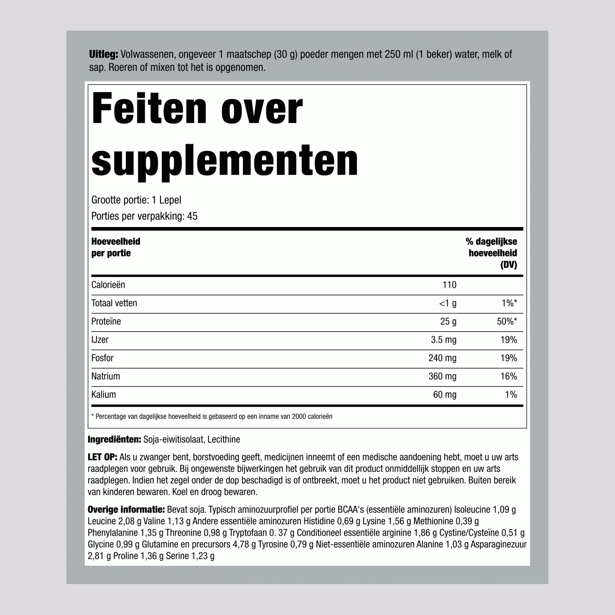Soja-eiwit Isolaat Poeder Ongesmaakt, 3 lb (1.362 kg) Fles