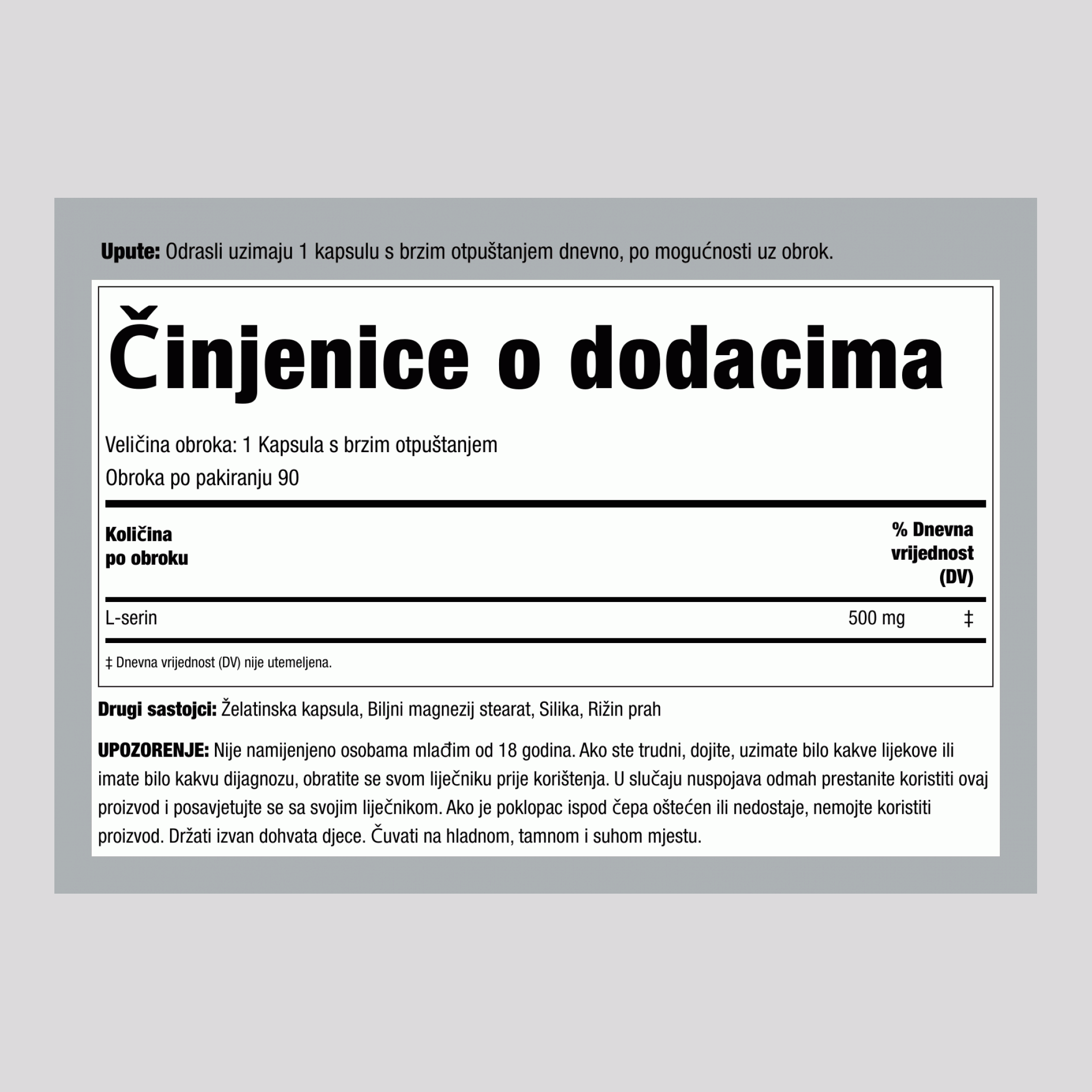 L-Serin, 500 mg, 120 kapsula s brzim oslobađanjem