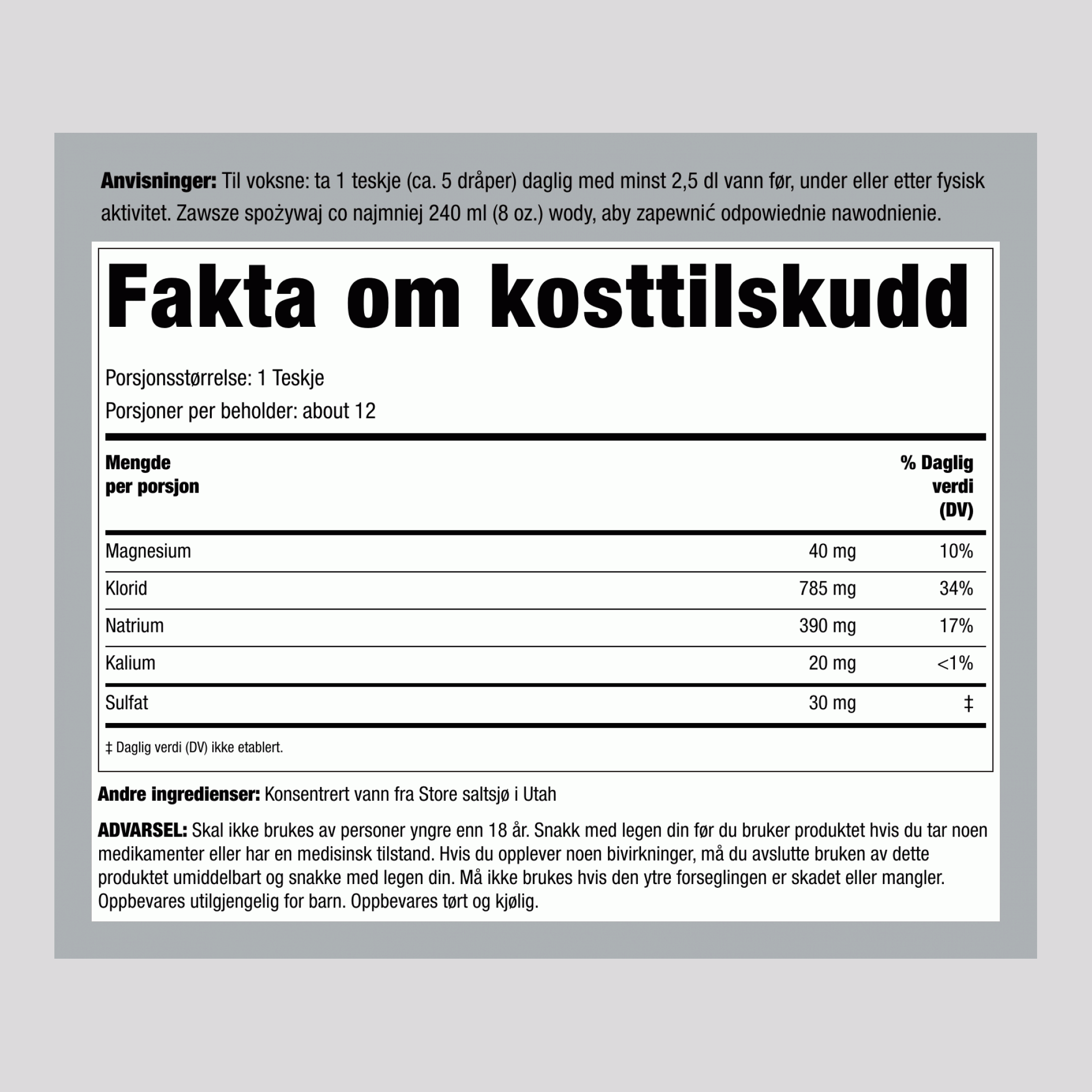 Elektrolytt Hydreringsdråper, 118 ml (4 fl oz) Pipetteflaske