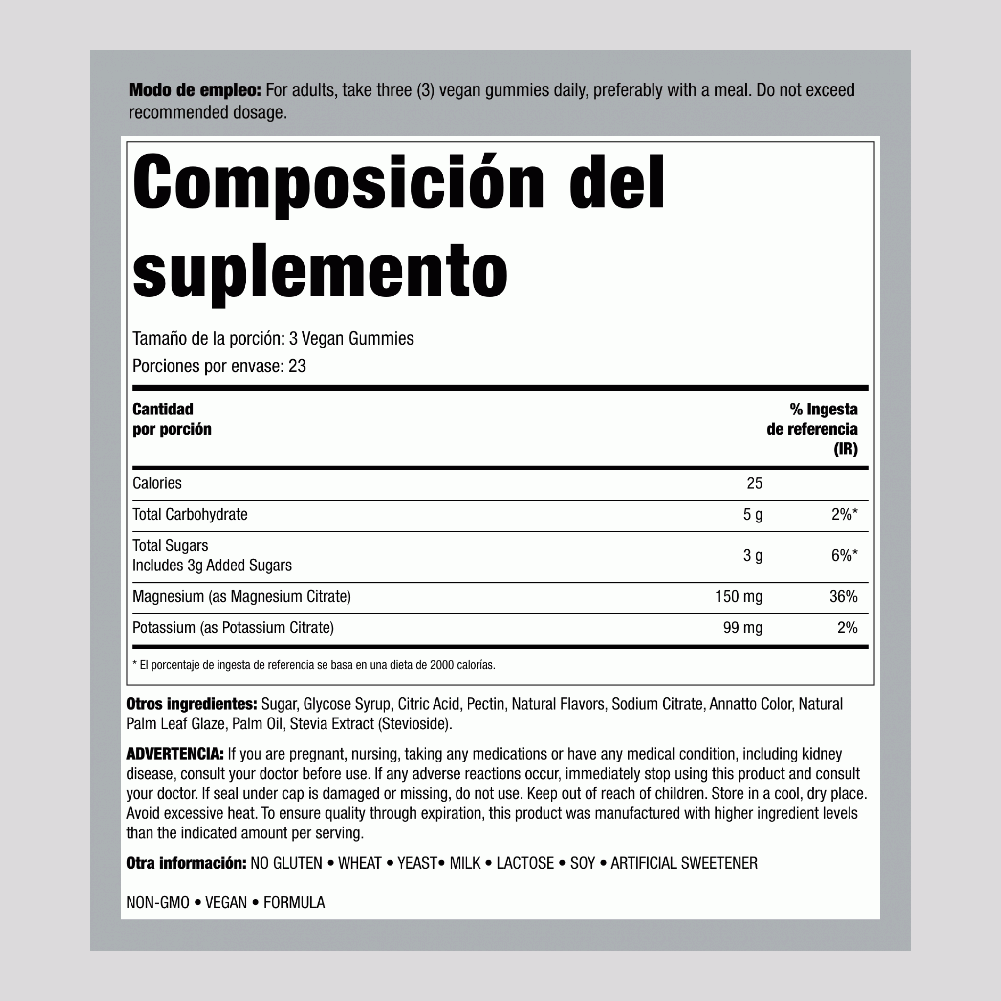 Potasio Magnesio 99mg/150mg (fresa melocotón)