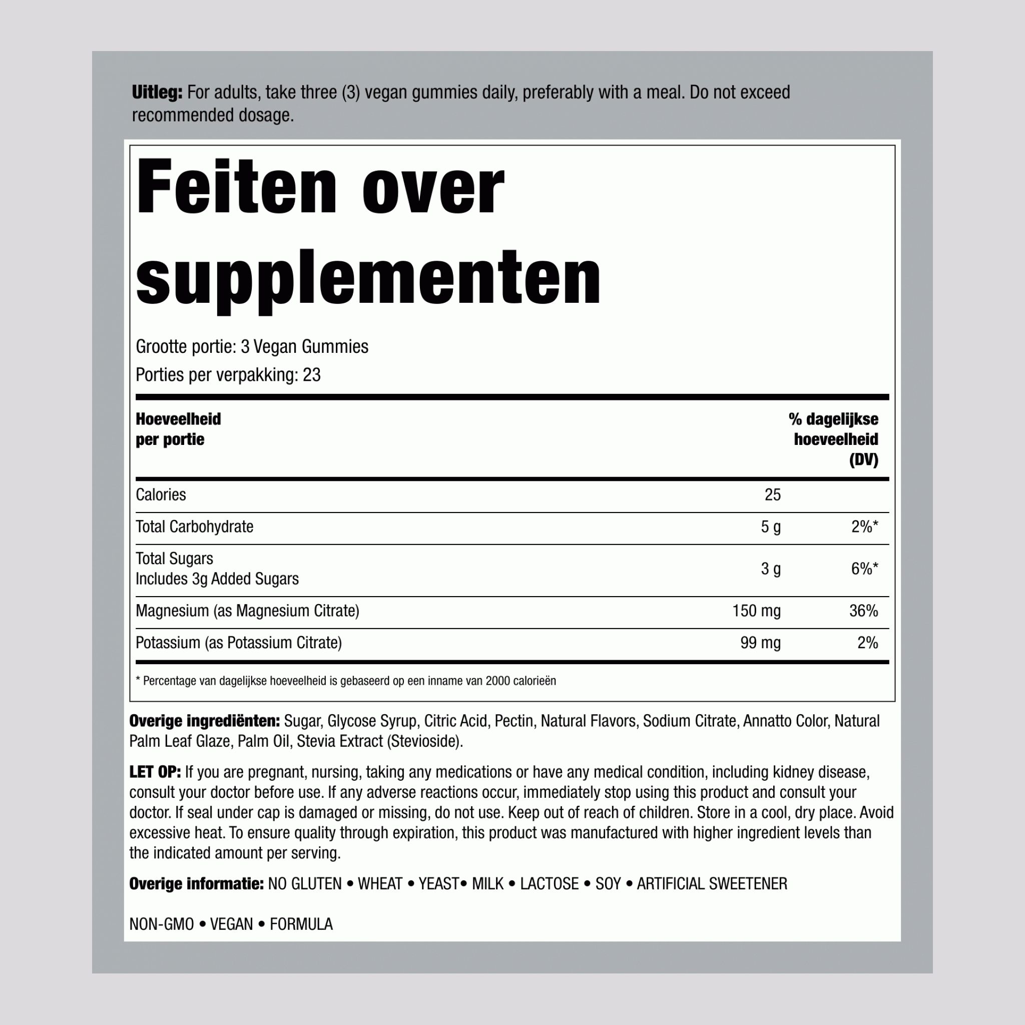 Kalium magnesium 99 mg / 150 mg (perzik, aardbei)