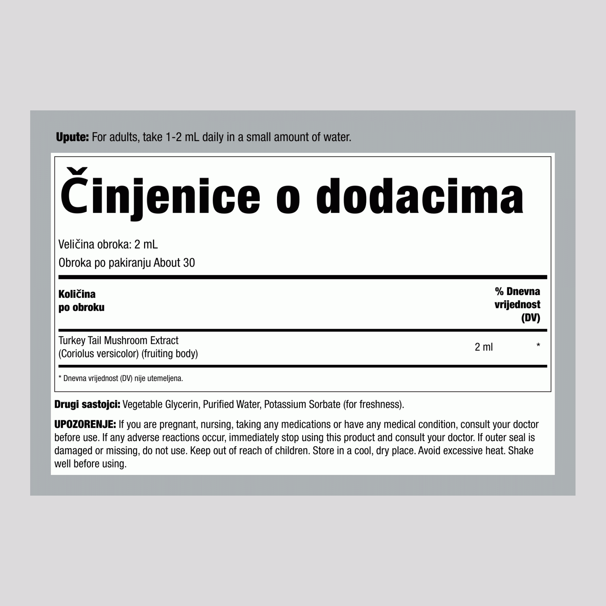 Tekući ekstrakt gljive Turski rep, kapaljka od 59 mL (2 fl oz)