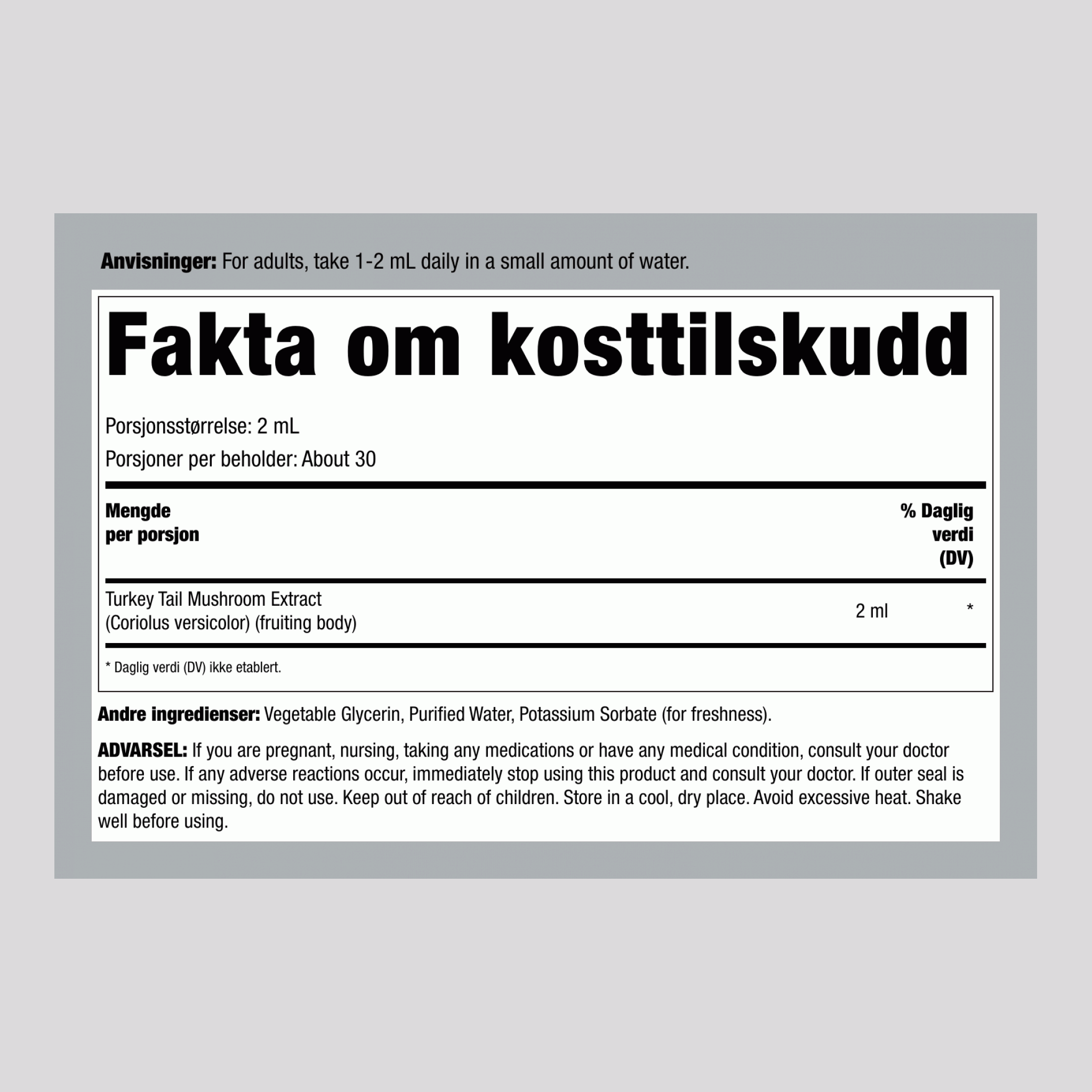 Kalkunhale-sopp flytende ekstrakt, 59 ml (2 fl oz) med pipetteflaske