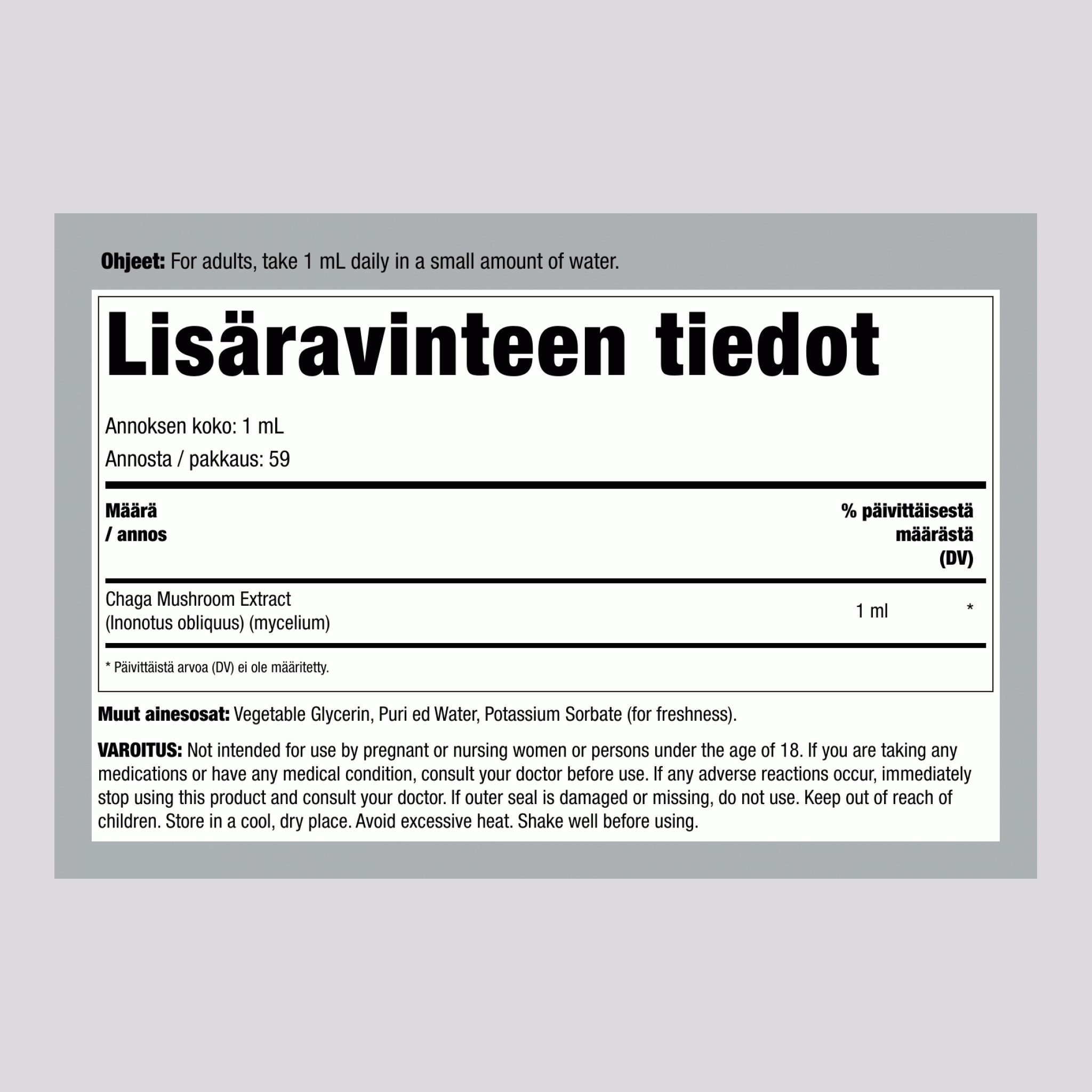 Chaga-sieniuute, 59 ml tiputuspullo