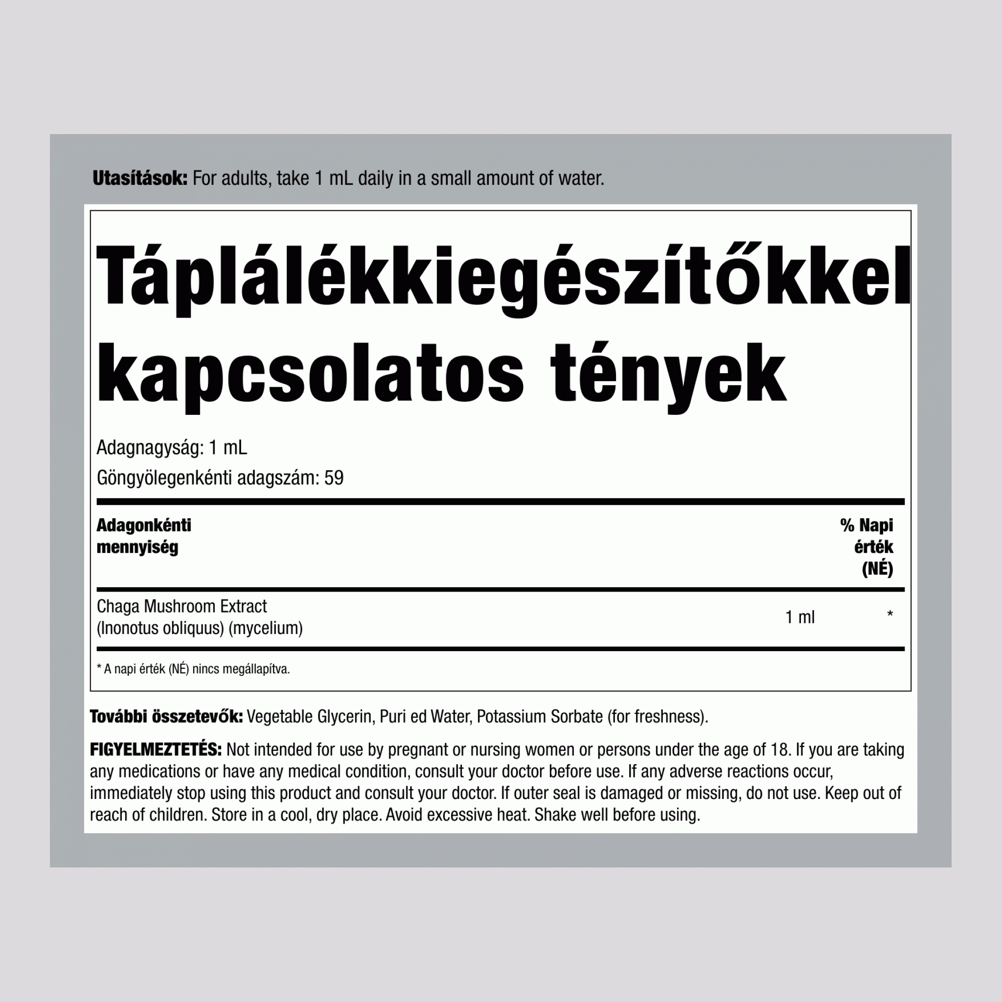 Chaga gomba folyékony kivonat, 2 fl oz (59 mL) cseppentős üveg