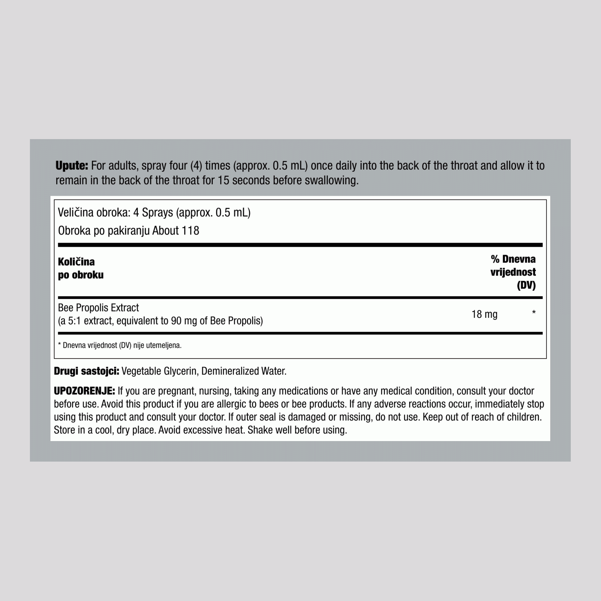 Sprej od pčelinjeg propolisa, 59 mL sprej