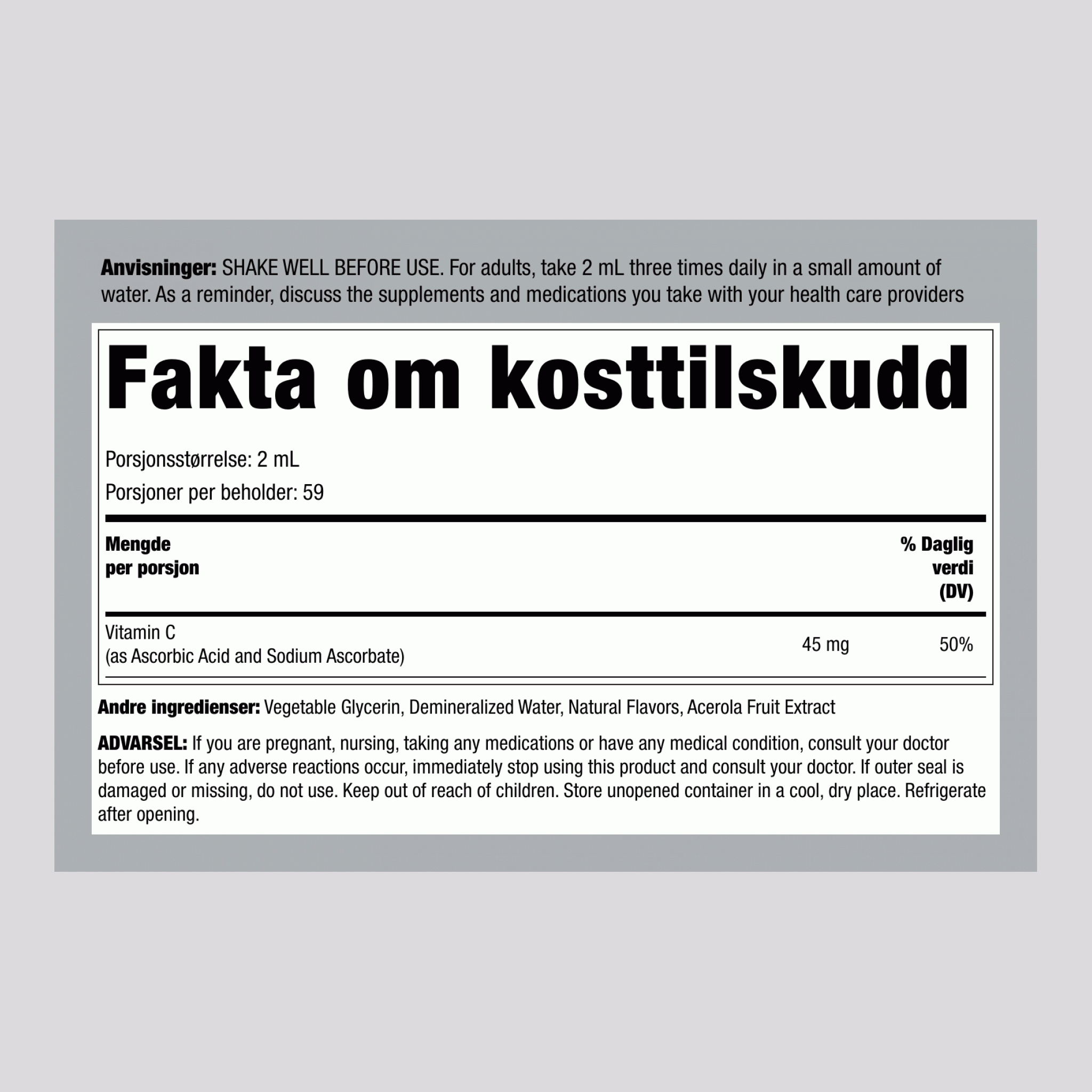 Flytende vitamin C (naturlig appelsin)